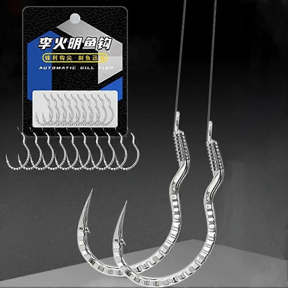 For Automatic Flip Fishing Hooks 10Pcs High Carbon Steel Sharp Corrosion Resistant Fish Scale Pattern