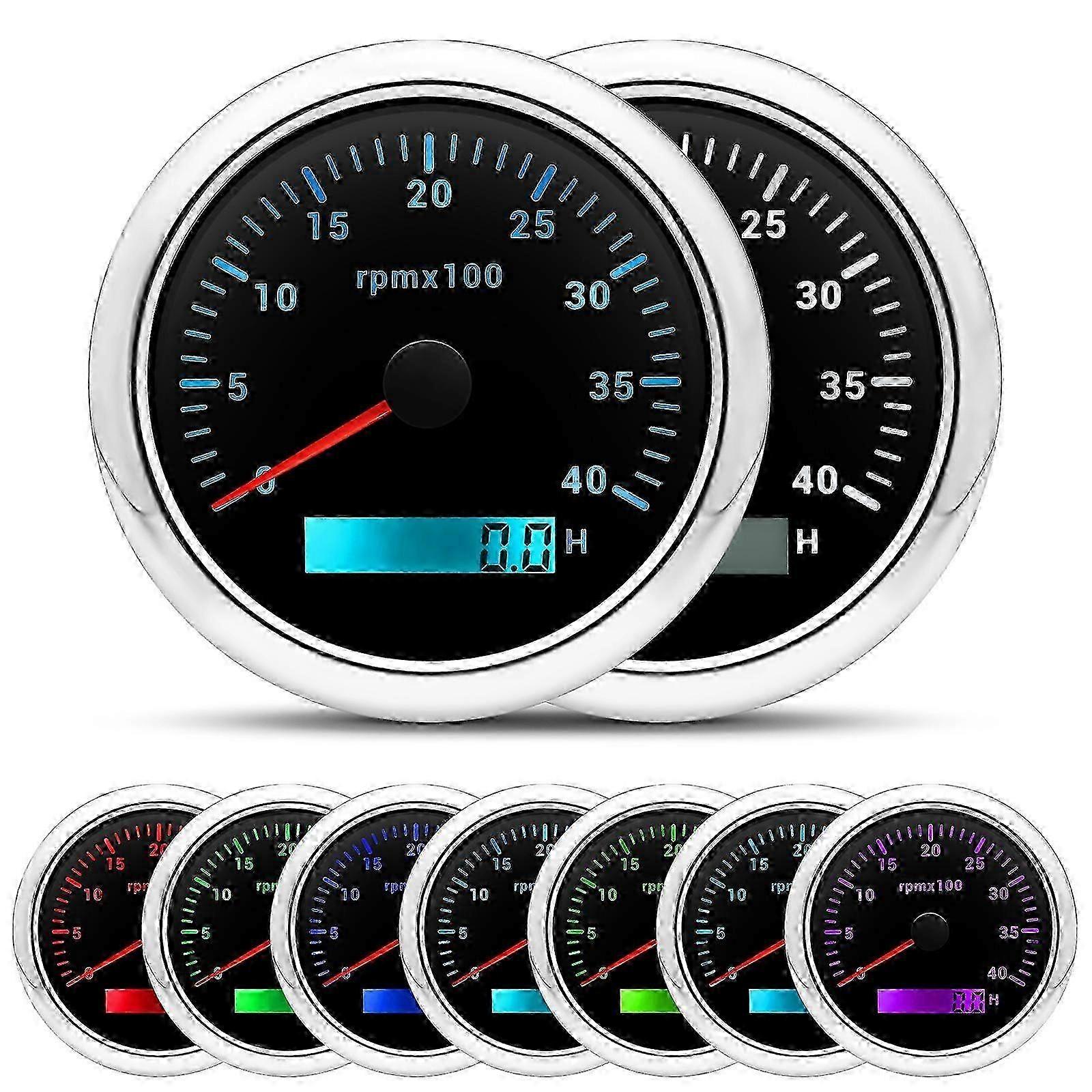 85MM Digital Tachometer with 7 Colors Backlight and LCD 3000/4000/6000/7000/8000 RPM for Car devil dog Boat Yacht RV