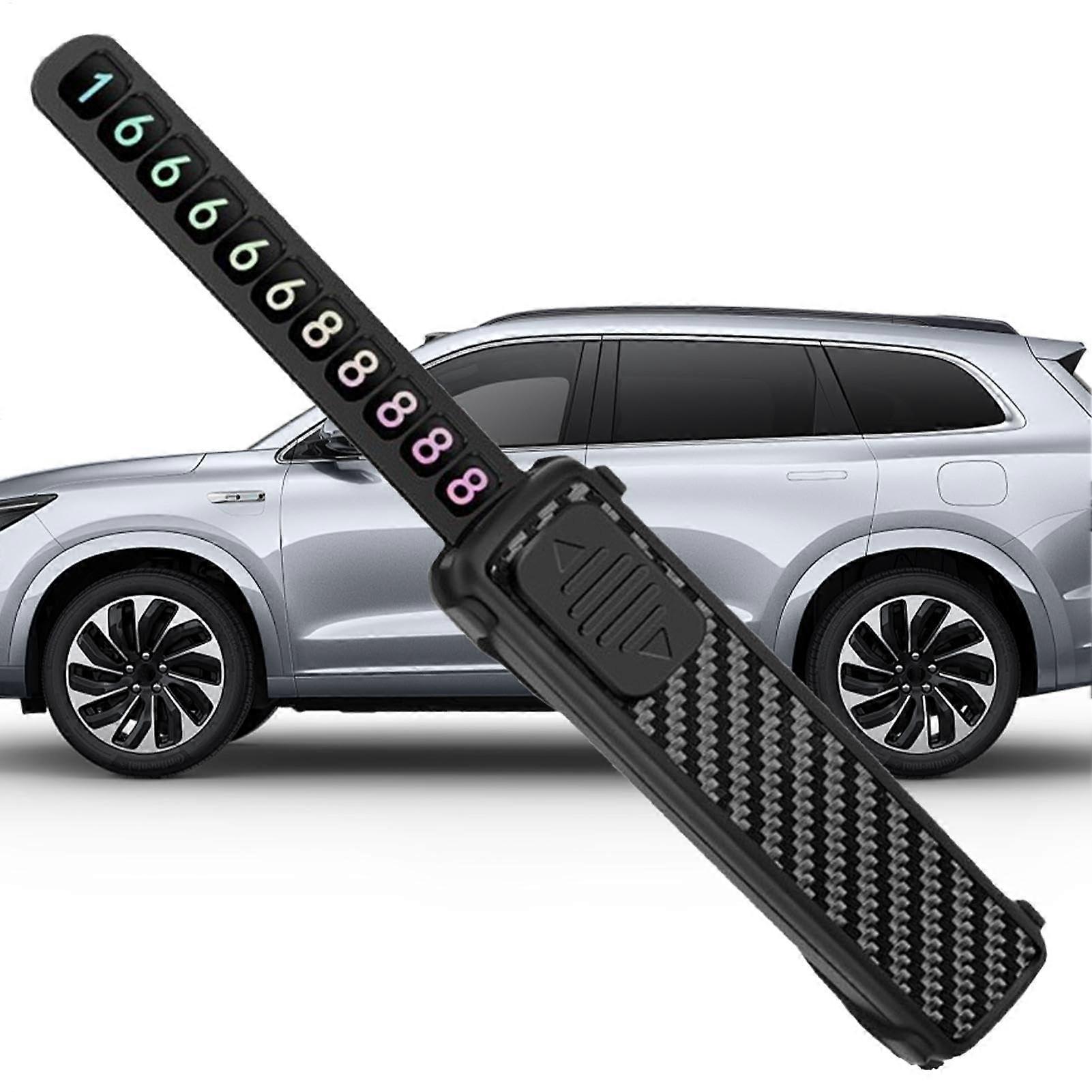 Phone Number Card Parking Sign with Carbon Fiber Pattern for Cars