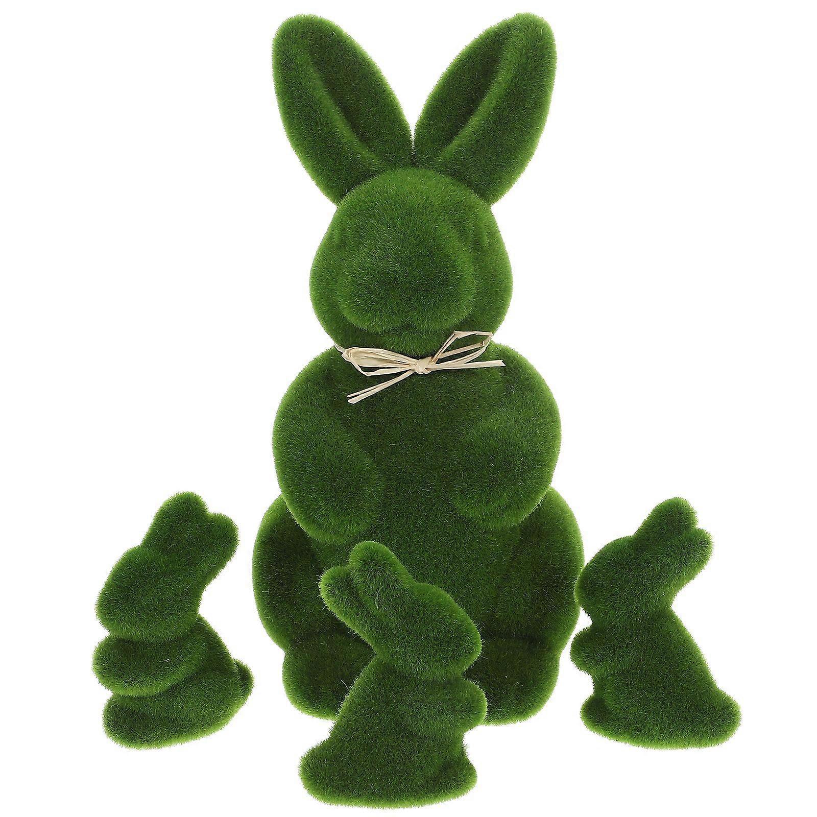 4pcs Easter Rabbit Artificial Grass Animal Easter Rabbit Home Office Ornamet