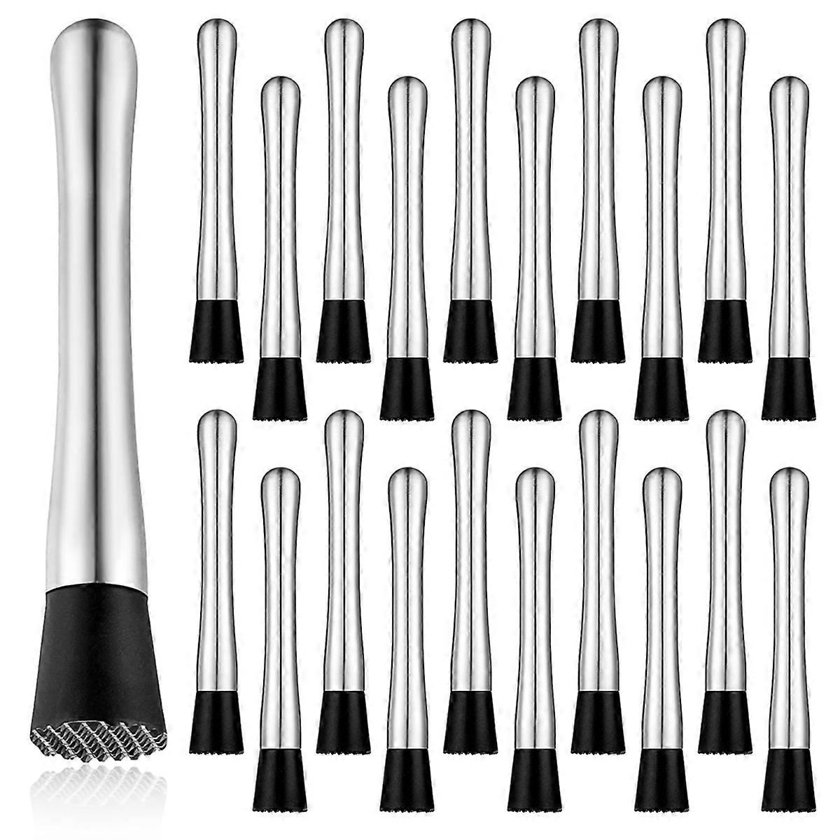 カクテル用20個マドラー - ステンレススチールバーマドラーツール、ドリンク用マラーアイスクラッシャー、Ho