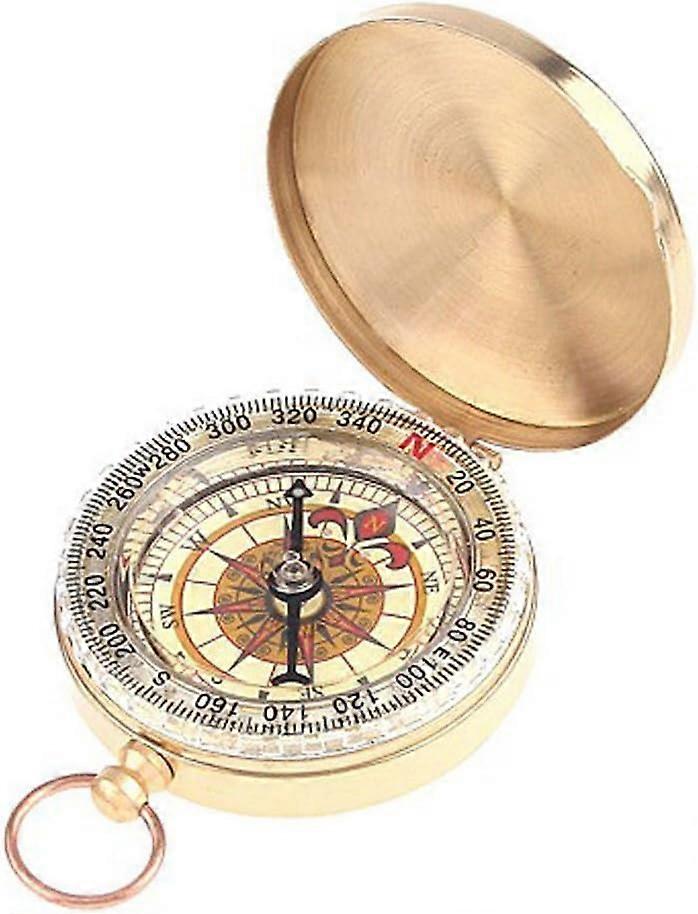 PPbean Classic Pocket Camping Compass Old-style Pure Copper Compass Super Luminous Precise Positioning Function