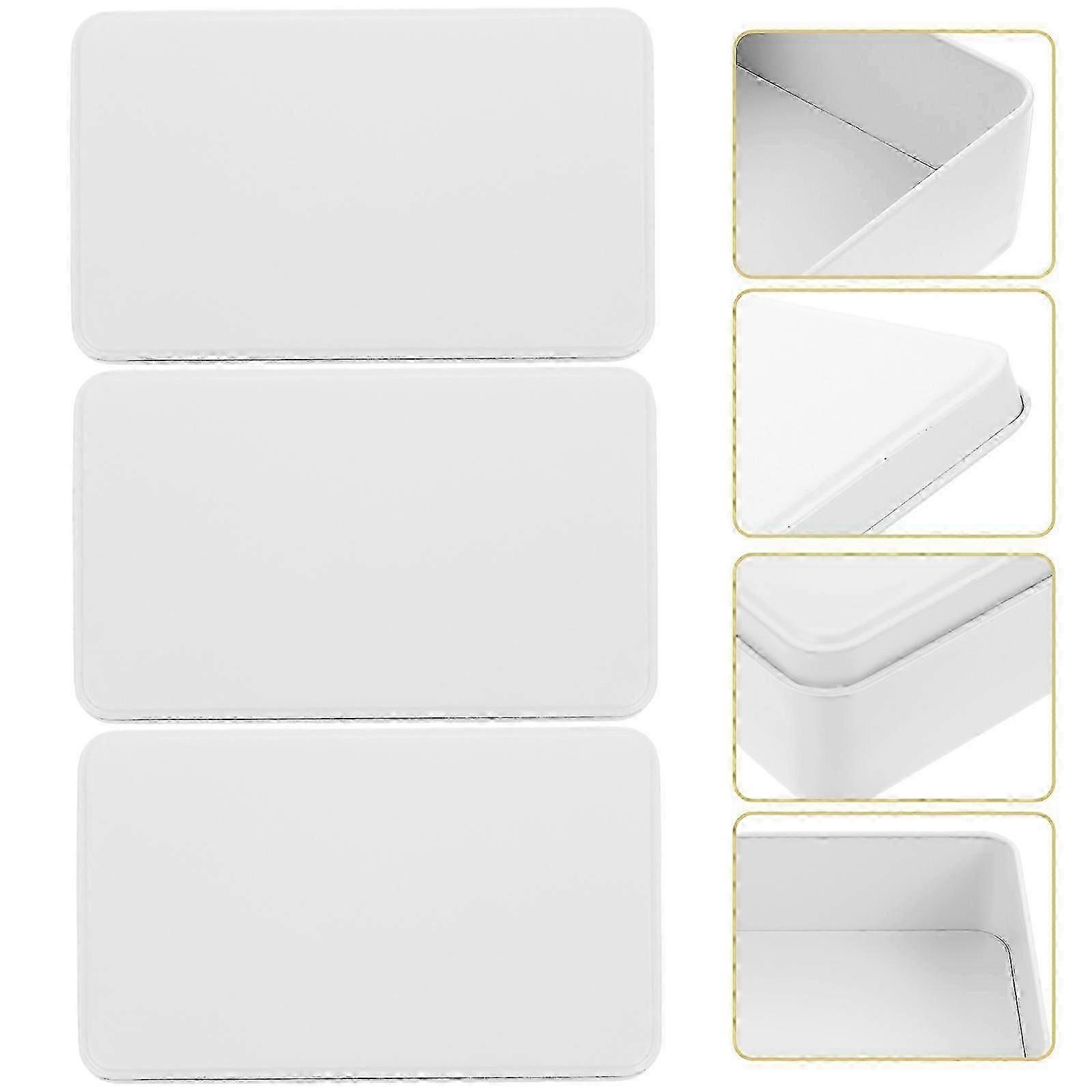 Vintage-Style Storage Tins - 3-Pack Rectangular Tin Boxes with Lids for UK Homes