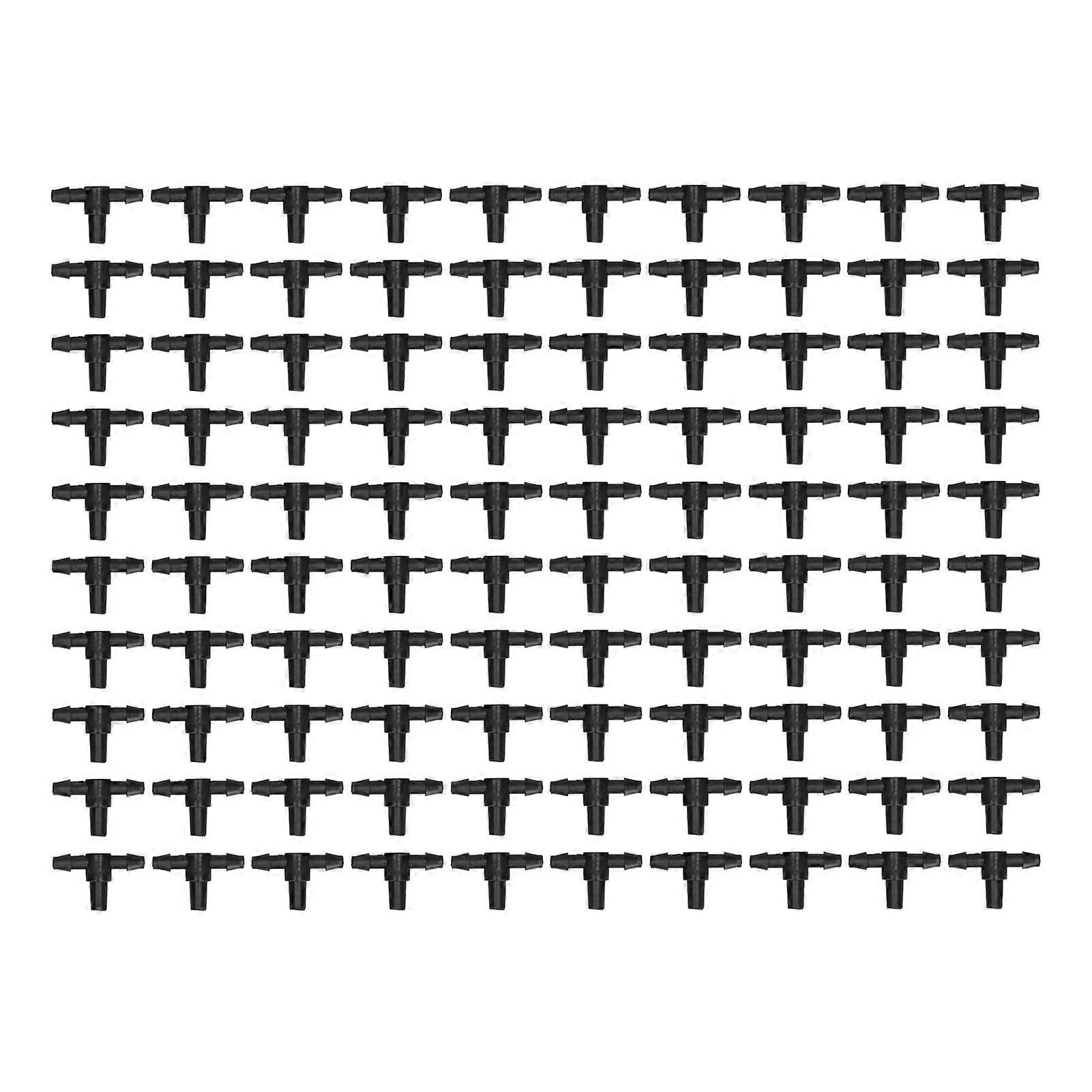 100 Pieces 4/7 Hose Connector Tee Connector Fittings for Garden Drip Irrigation System