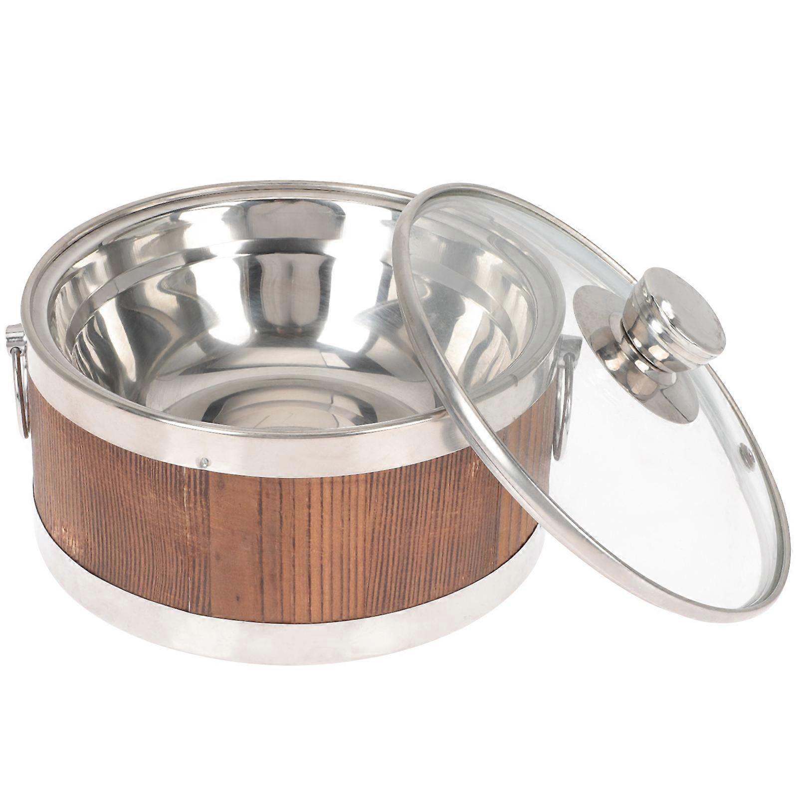 Wooden Storage Container with Cover for Home Silver Color Round Edges and Smooth Surface 7.87 Inches
