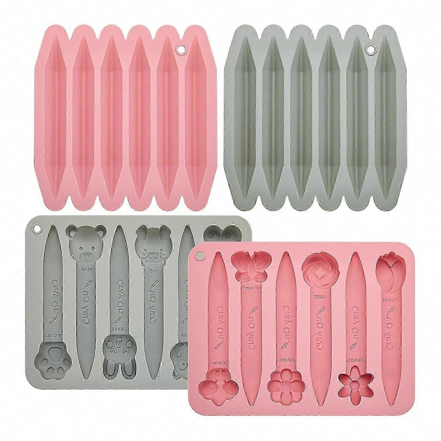 4 Pack 3D Silicone Crayon Molds for Chocolate & Crayons - Assorted Triangle Cavities
