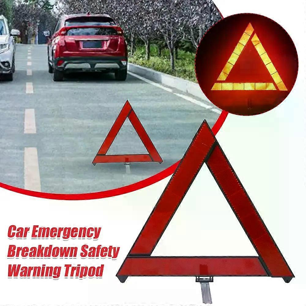 Car Triangle Reflective Warning Tripod Foldable Emergency Breakdown Warning Red Reflective Sticker Safety Hazard Car Tripod