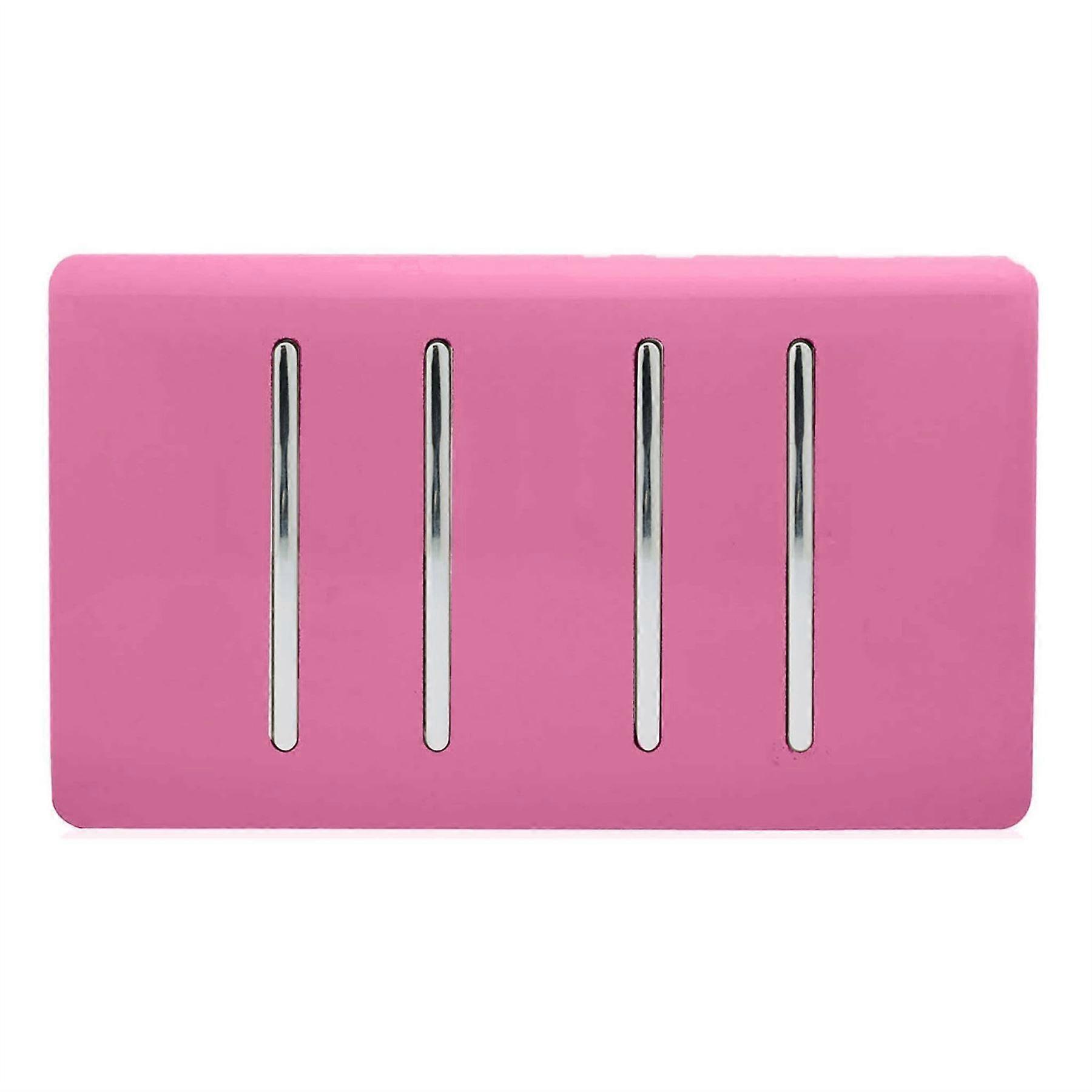 Trendi 4 Gang (2 Way & 2xIntermediate) Glossy 10 Amp Rocker Light Switch Pink