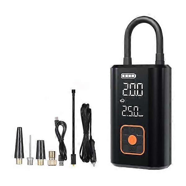 Electric bicycle pump, 150PSI with LED screen, built-in battery for dual heat dissipation