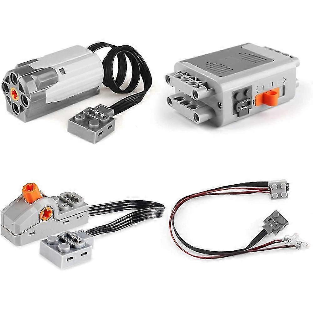 4Pack Technology Power Function Motor Building Block Part Kit 1 Medium Motor, 1 Battery Box, 1 Light