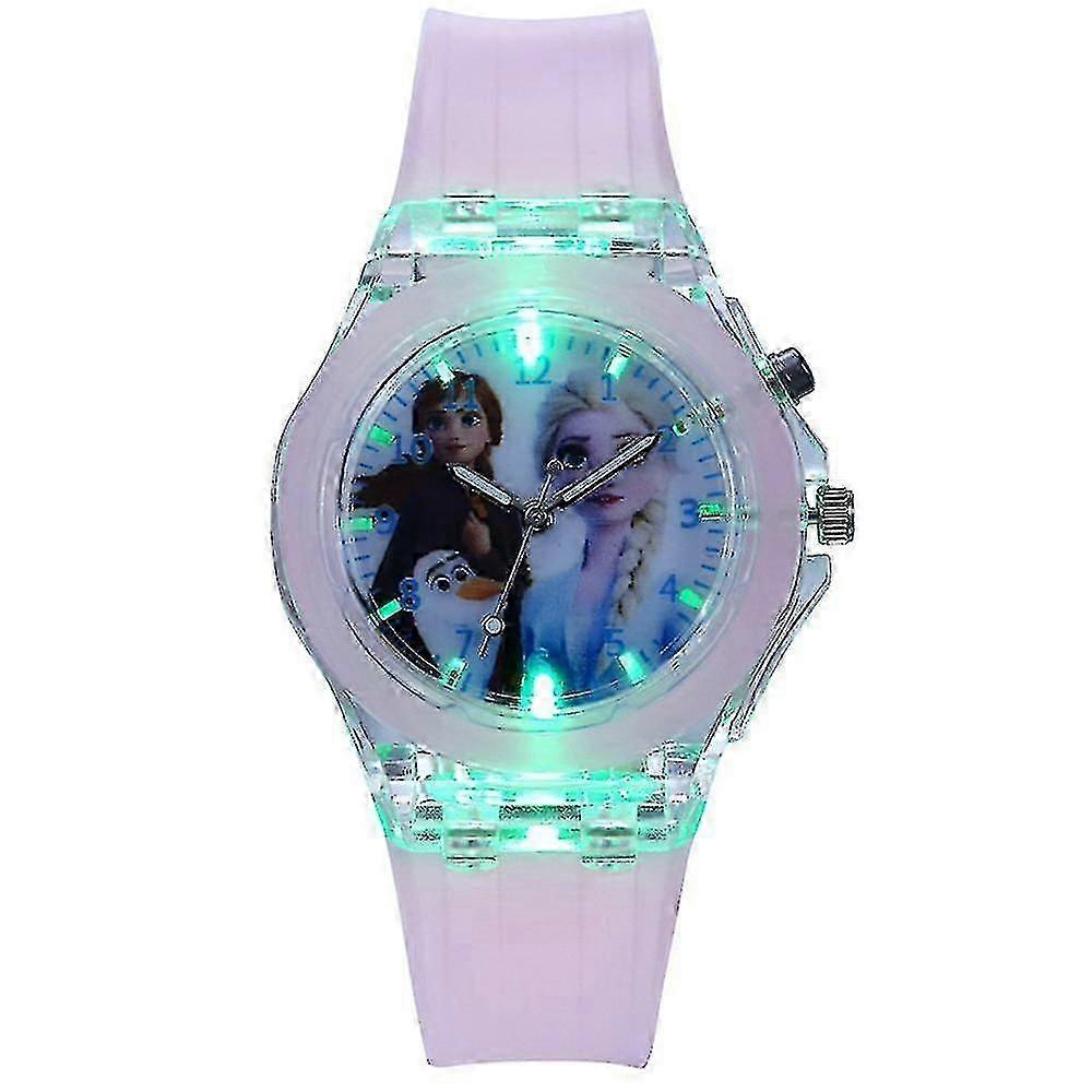 Kids Frozen Anna Elsa Silicone Cartoon Watch Luminous Led Flashing