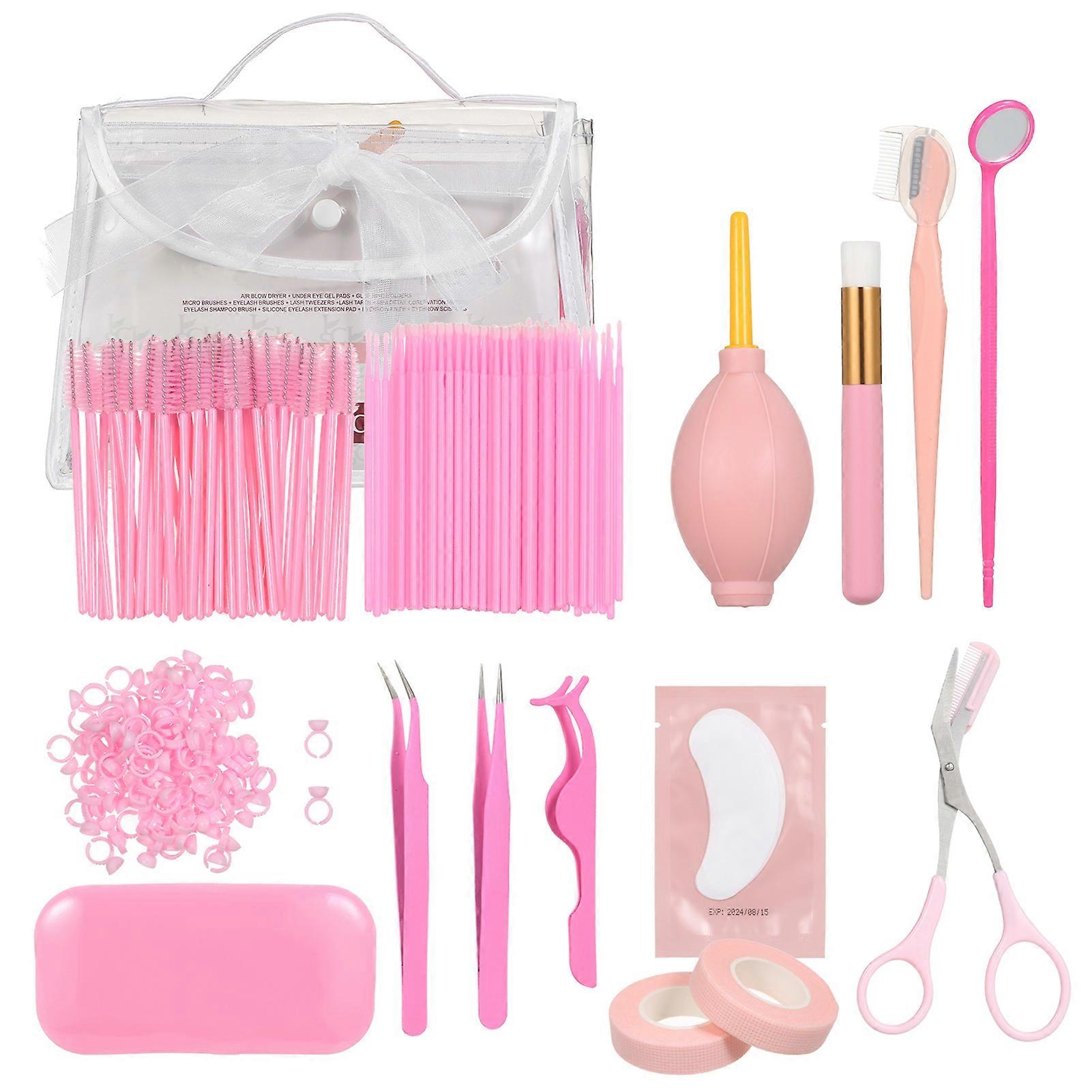 Eyelash Extension Kit 215x145x75mm with Tweezers & Glue Rings