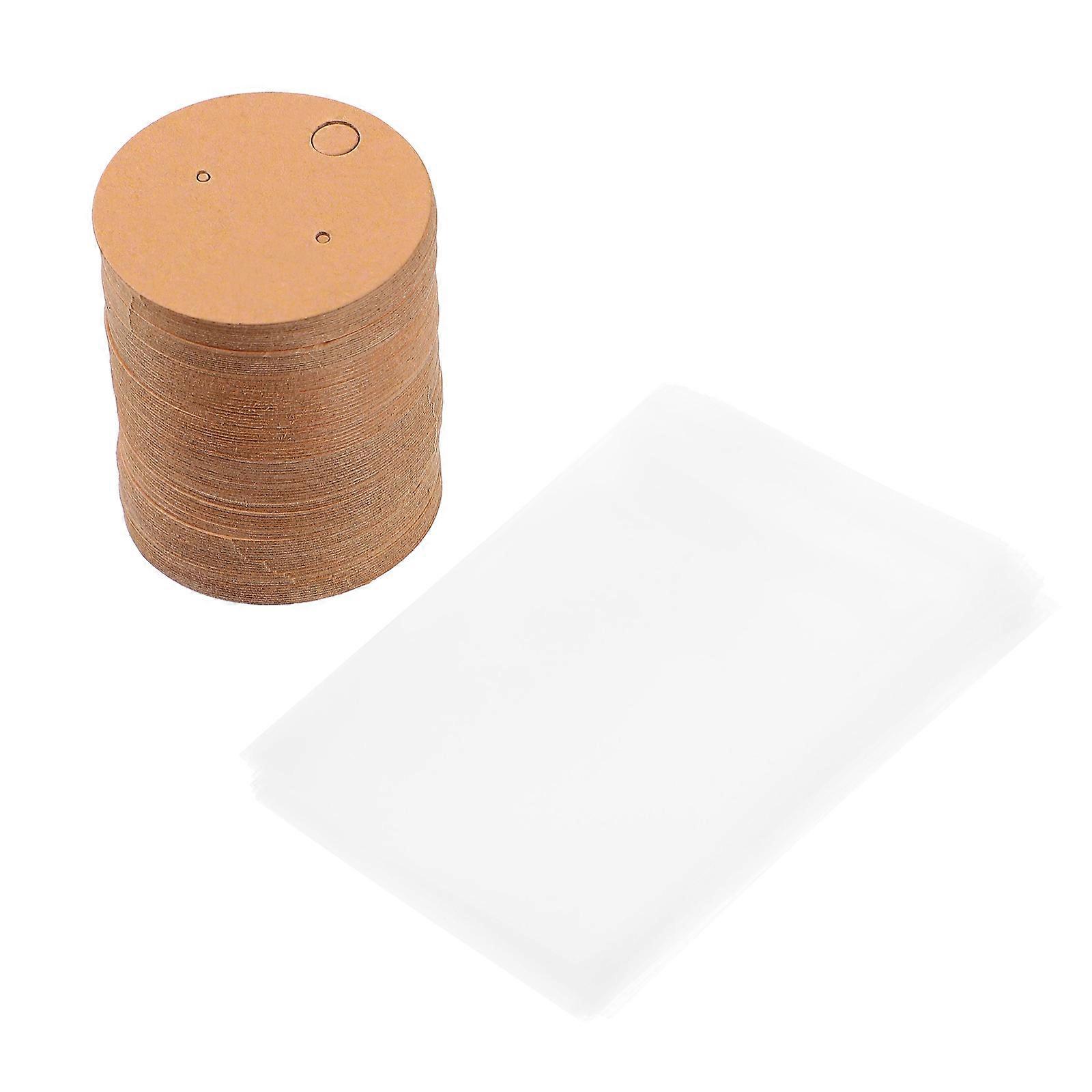 Earring Display Empty Tag Paperboard for Packaging 100Pcs Light Brown