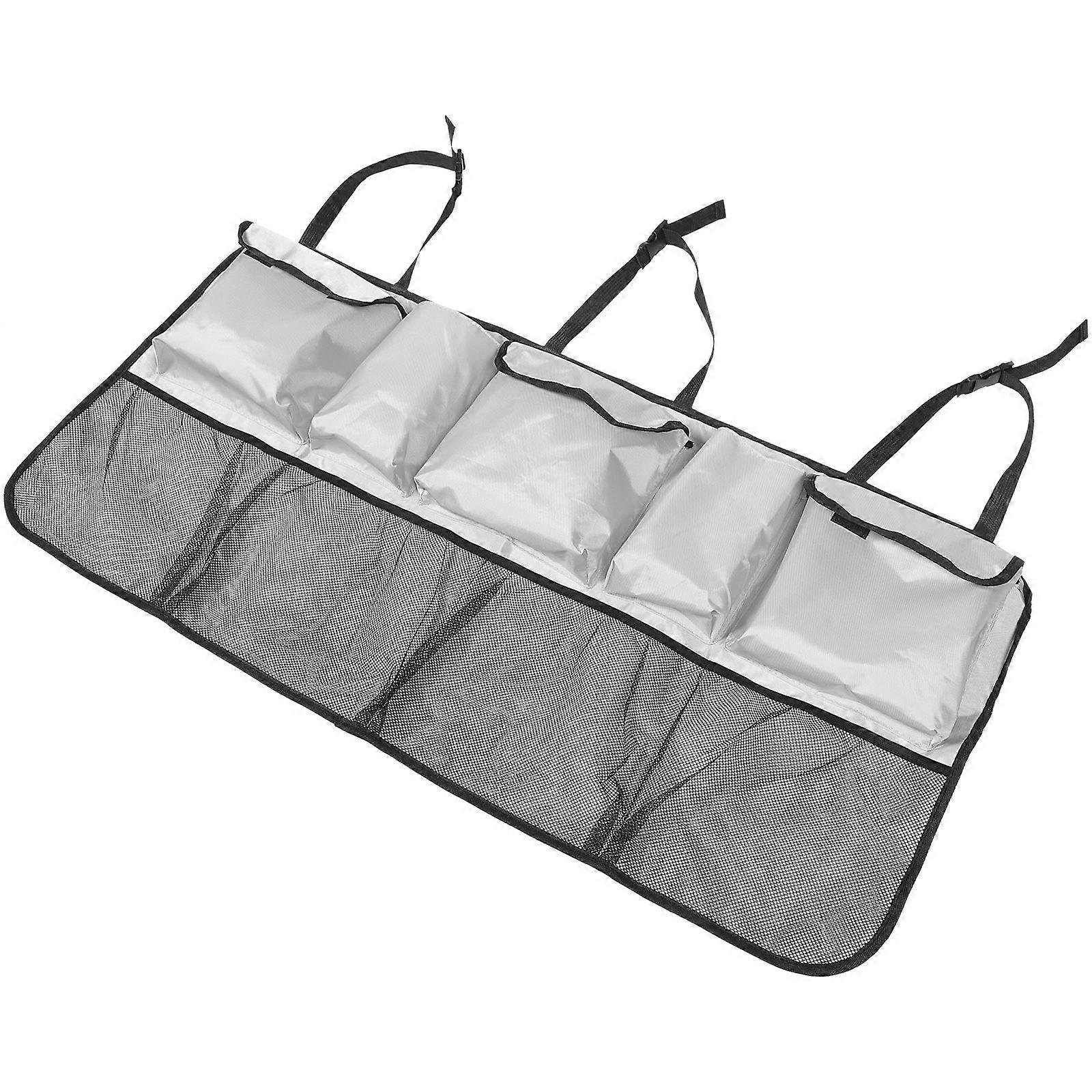 Car Trunk Organizer with MultiPockets for Storage Made of Oxford Cloth Grey Adjustable Straps Fits Most SUVs