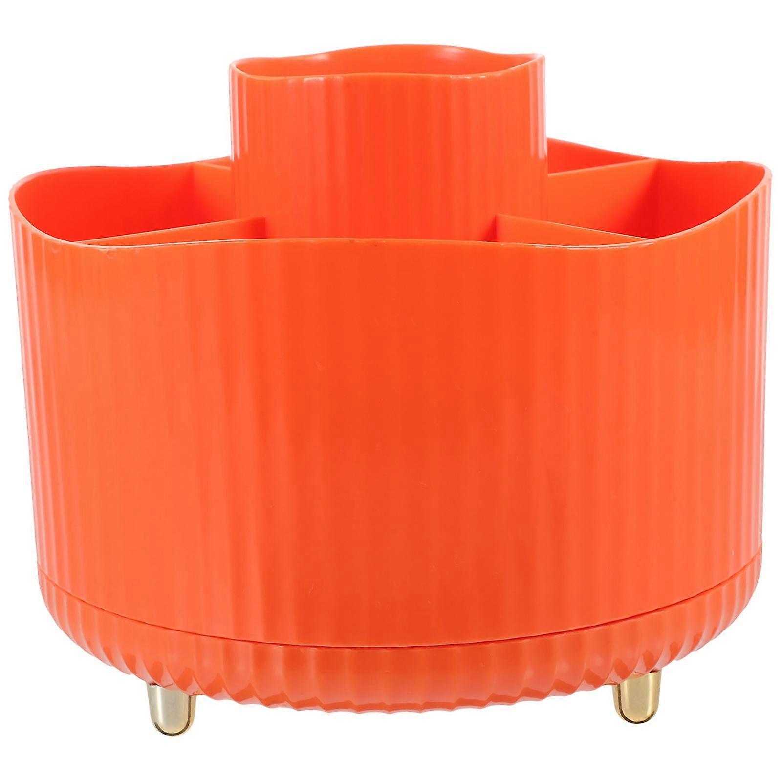 Rotating Makeup Brush Holder for Storage with Compartment for Desktop Use