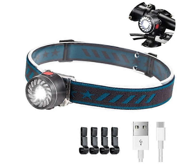 LED Rechargeable Headlamp for Adults and Kids, 1oz Lightweight Head Lamp with Red Light and 7 Modes, Bike Taillight(Black)