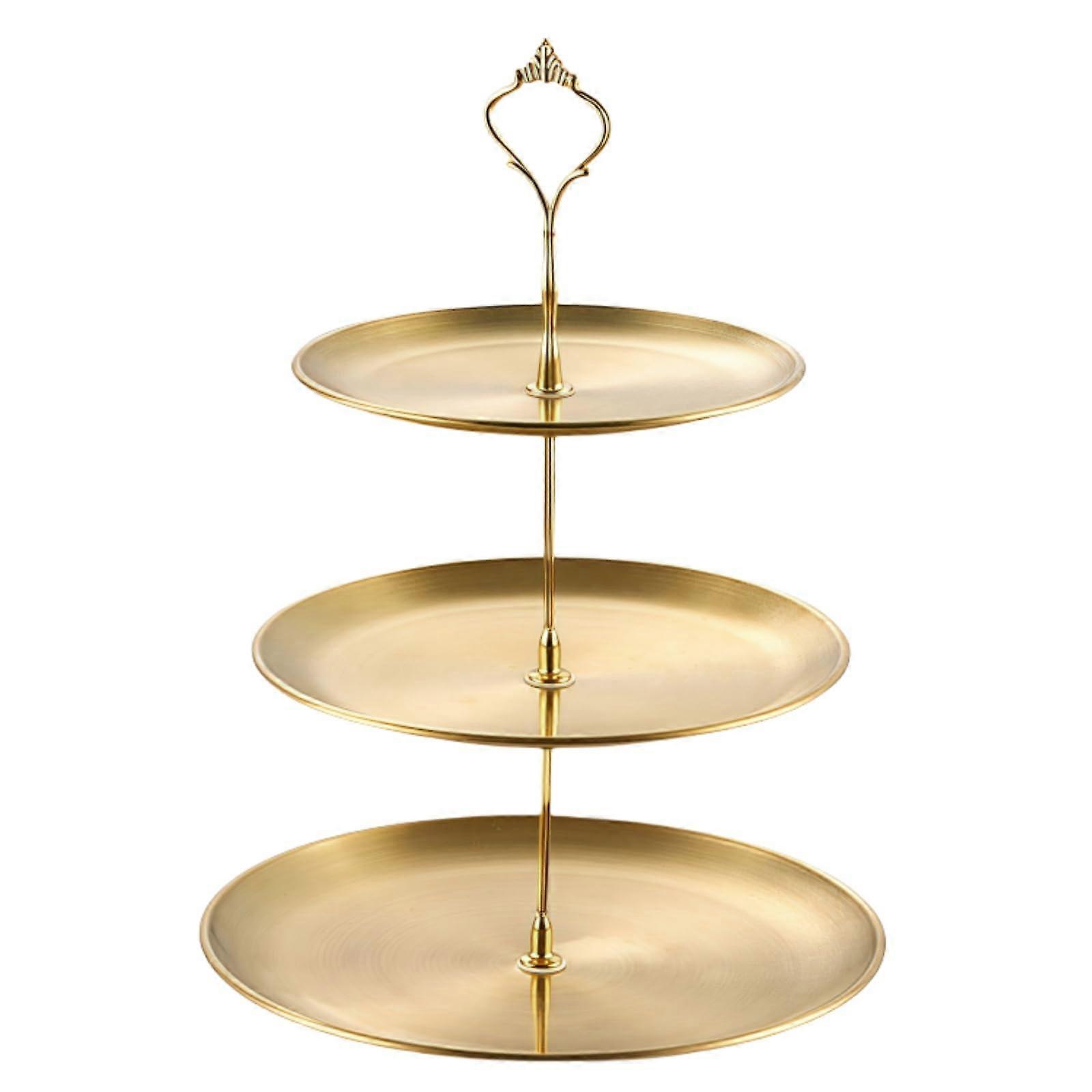 3 Tiers Cake Display Stand Round Metal Cupcake Stand Gold For Afternoon Tea Stands Reusable Cake Serving Platter Stand