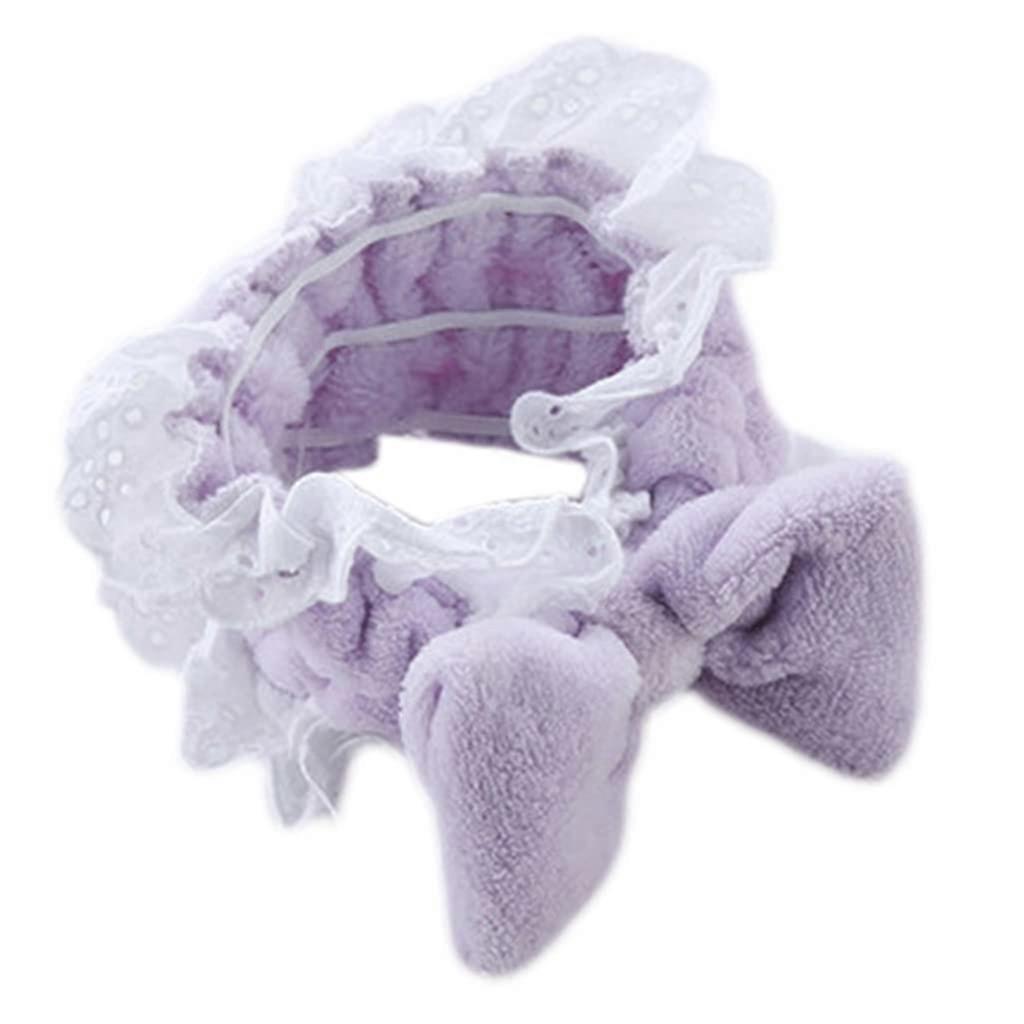 Plush Big Bows Hairband Soft Solid Color Ruffle Lace Elastic Headwrap For Washing Face And Makeup Bow Lace Headbands