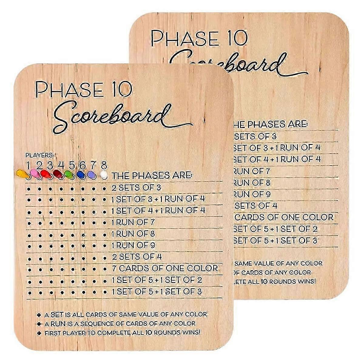 Phase 10 Score Board, Round Tracker for Phase 10 Card Game