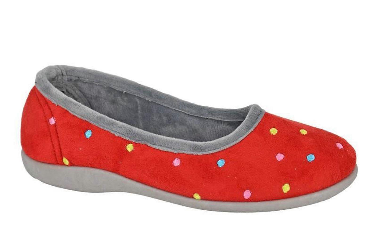 Sleepers Isla Memory Foam Slippers Red/Grey