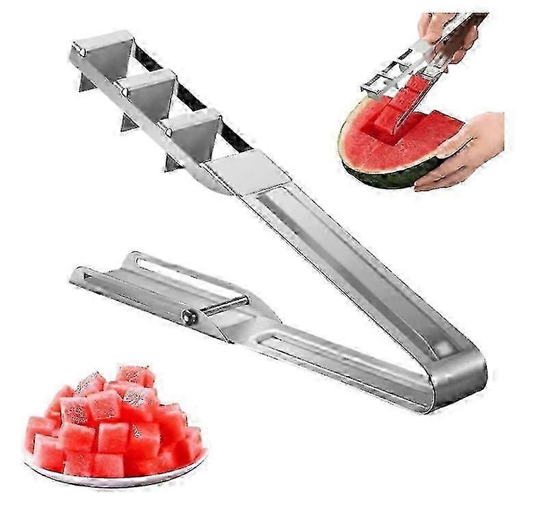 Professional Watermelon Cutter Slicer Tool - Stainless Steel Kitchen Gadget for Fruit Cutting, Dicing with Non-Slip Handle (9.36 inch)