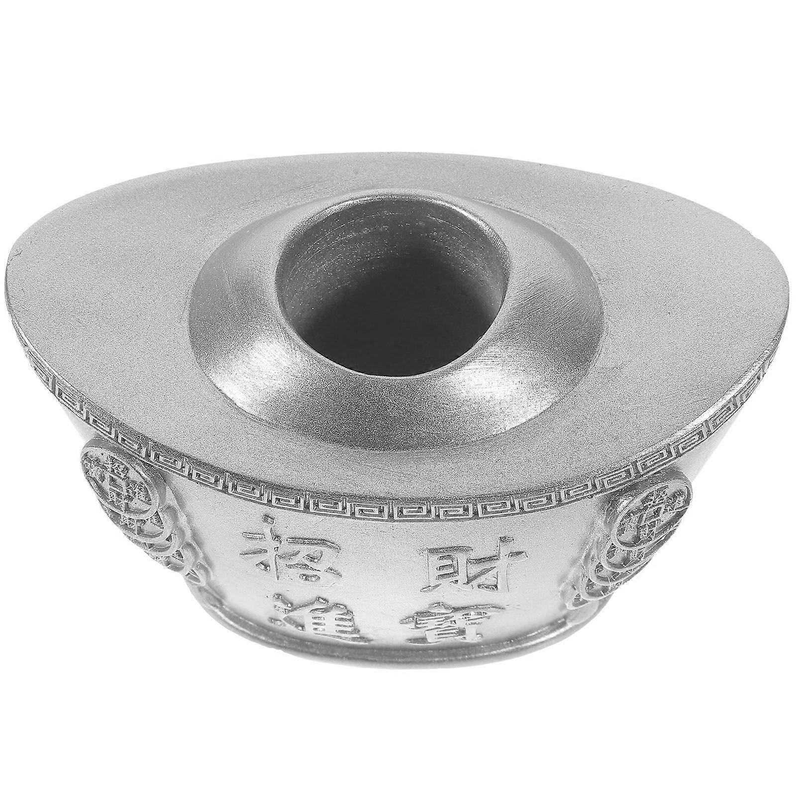 Decorative Tooth Pick Holder Ingot Statue for Storage 2Pcs Silver Resin