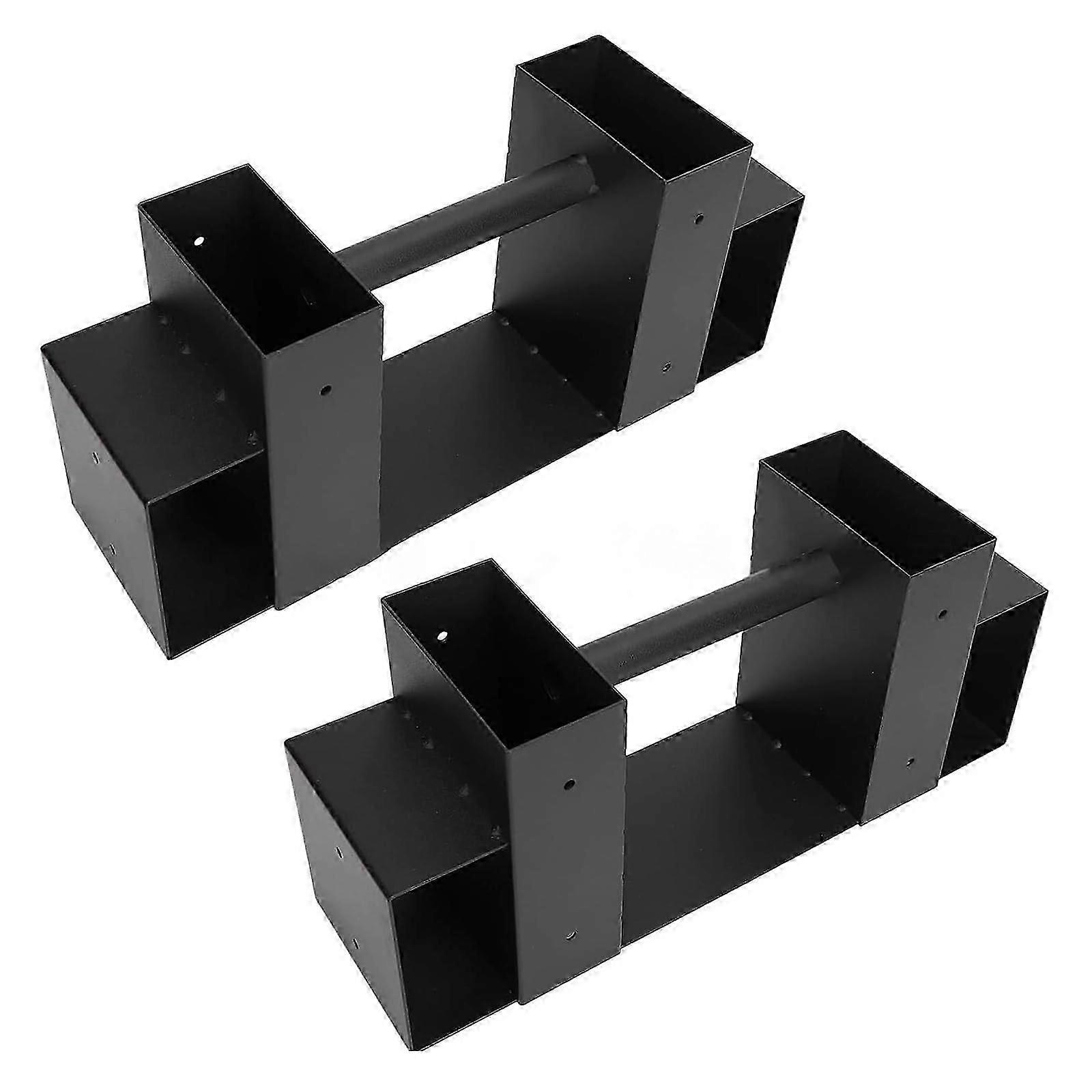 مجموعة قوس من قطعتين من الرف الخشبي في الهواء الطلق لتخزين الحطب في الهواء الطلق ، حامل حطب DIY مع مسامير قابلة للتعديل ، أسود