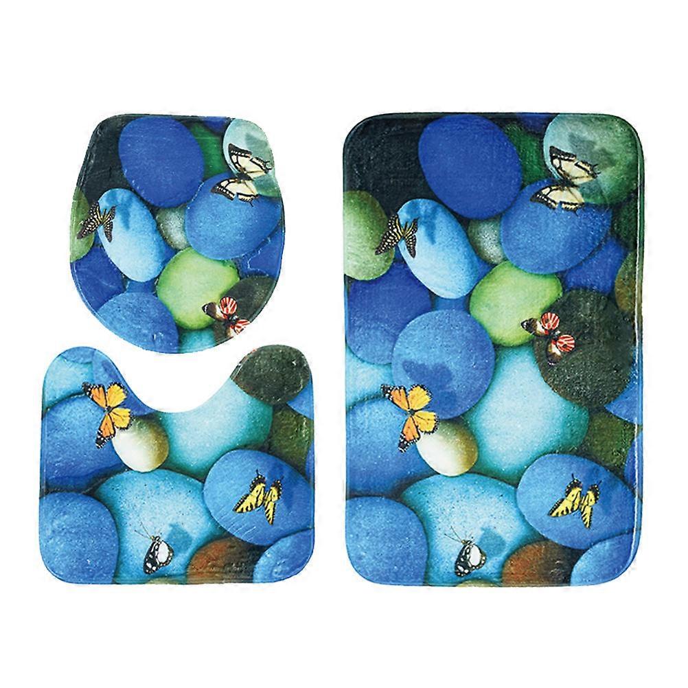 Closestool Mat Set Three Pieces Printed Bath Mat Non-Slip Function 3-Piece