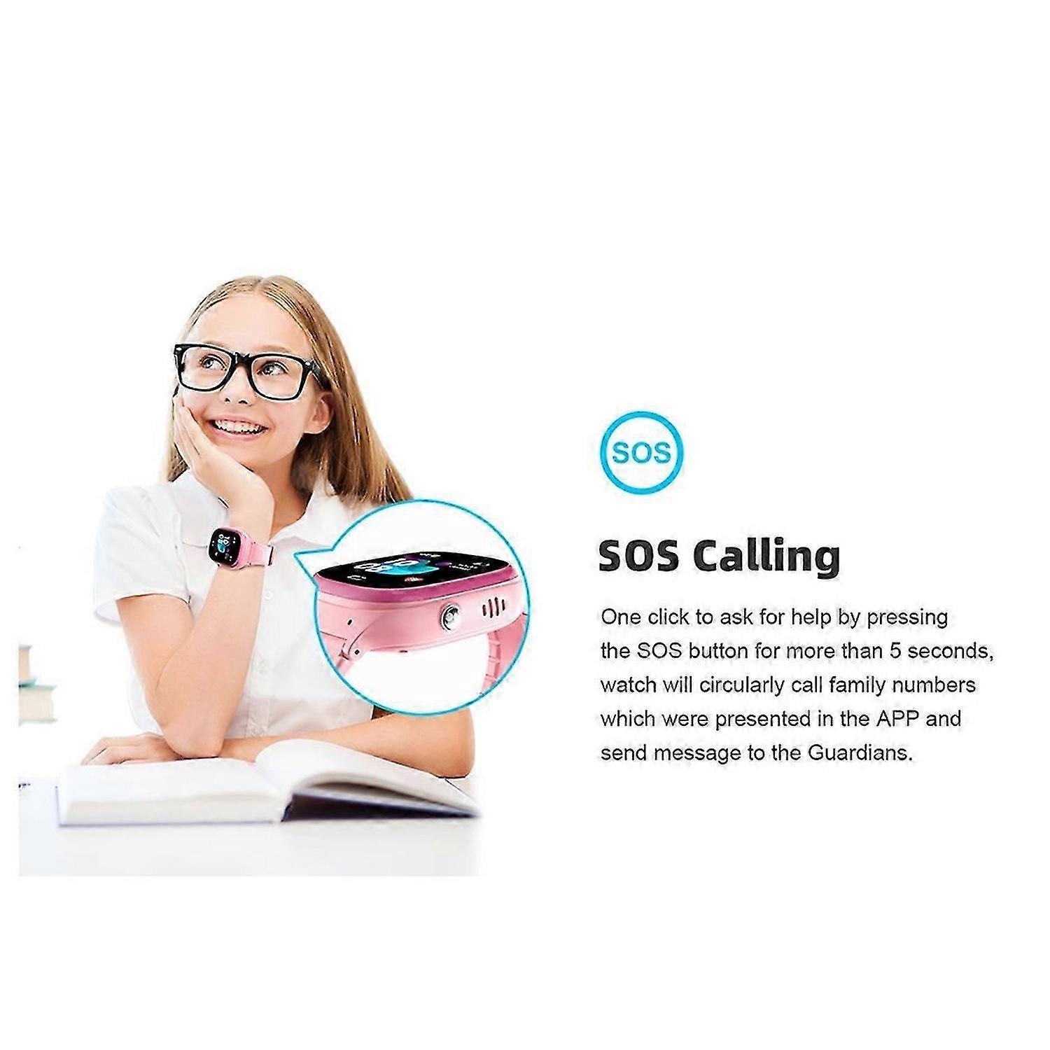 Waterproof Kids Smart Watch Tracker, with Call Function Pink
