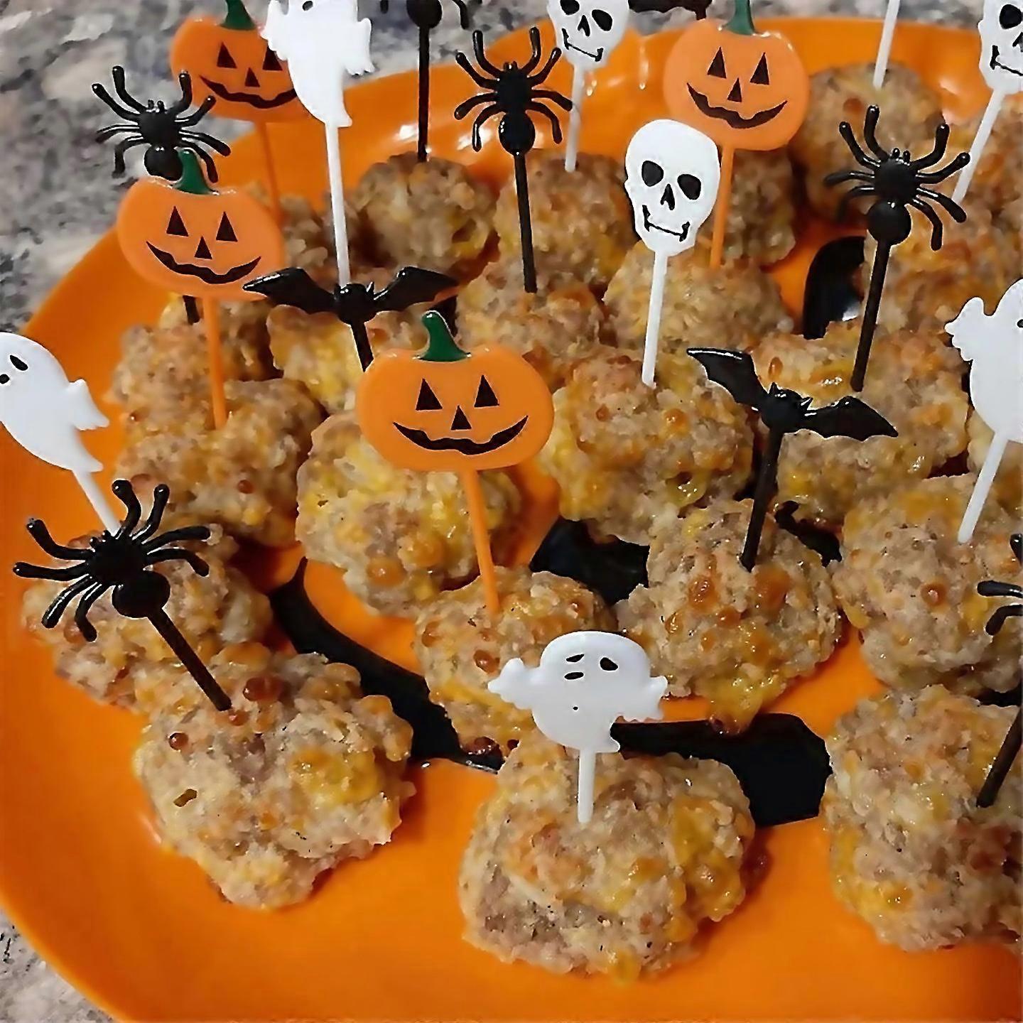 For Halloween Toothpick Pumpkin Ghost Bat Fruit Fork Dessert