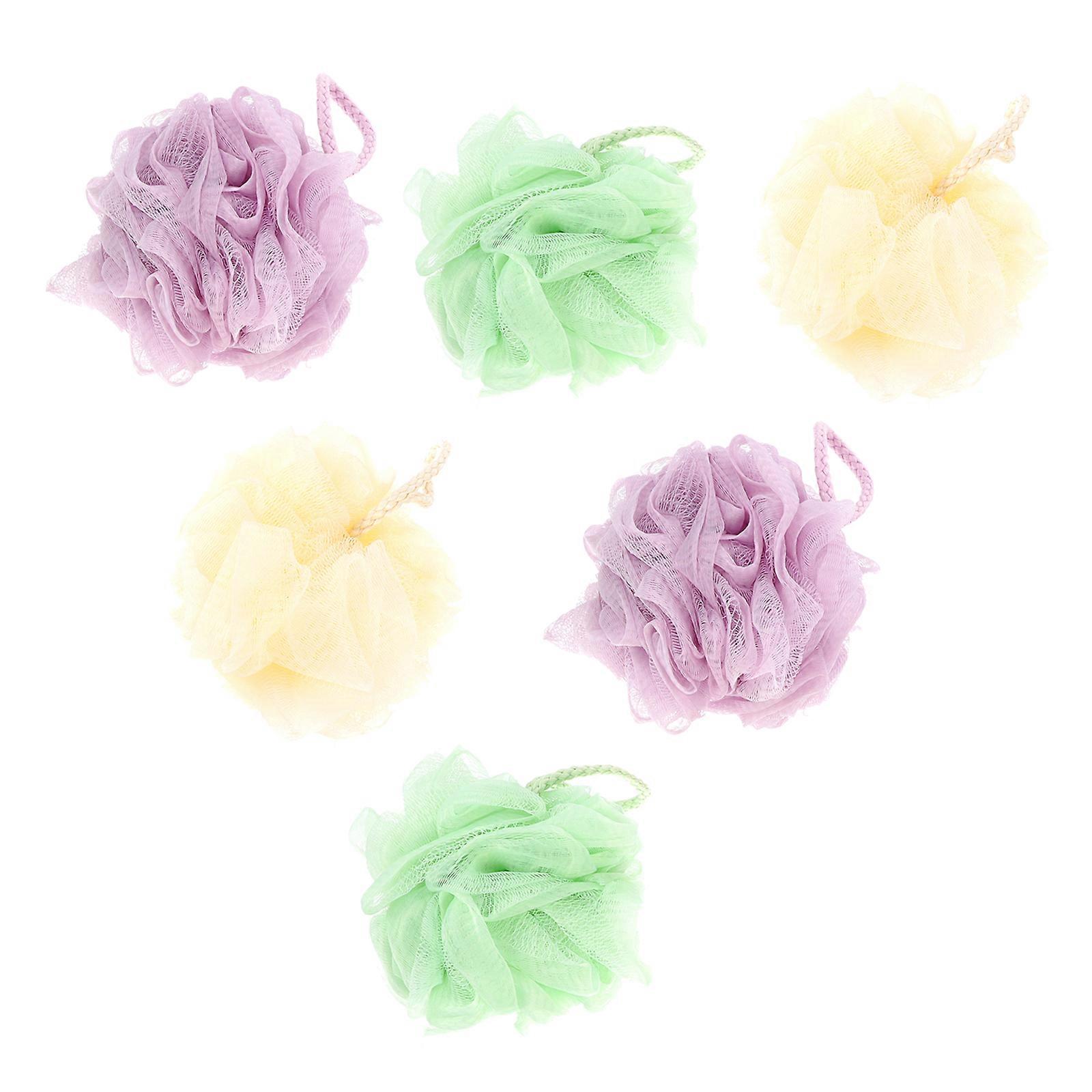 Shower Bath Mesh Scrubber for Body Cleaning 6Pcs Assorted Color Poufs