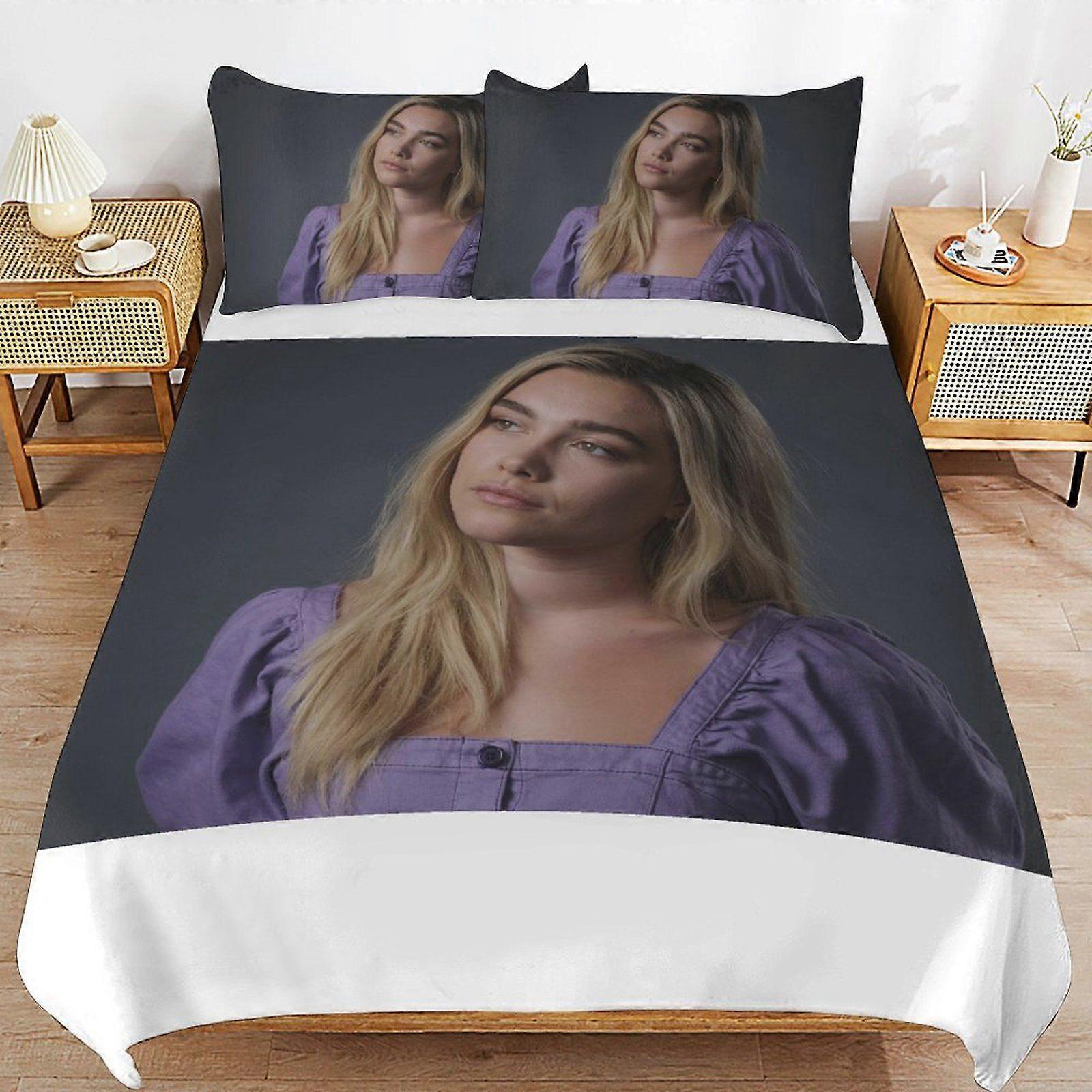 t93 Florence Pugh Secure Zipper Access Soft Layer Bedding Fabric High Comfort Duvet Cover Sets All Seasons Use h93