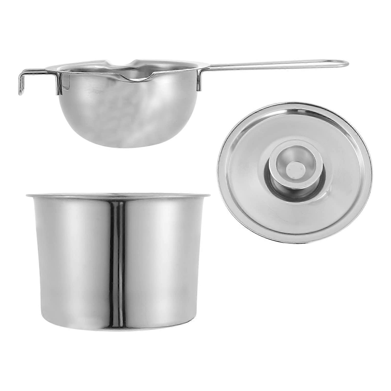 Stainless Steel Melting Pot for Chocolate Fondue, 1Liter Capacity, Lid Included, Compatible with Fondue Sets
