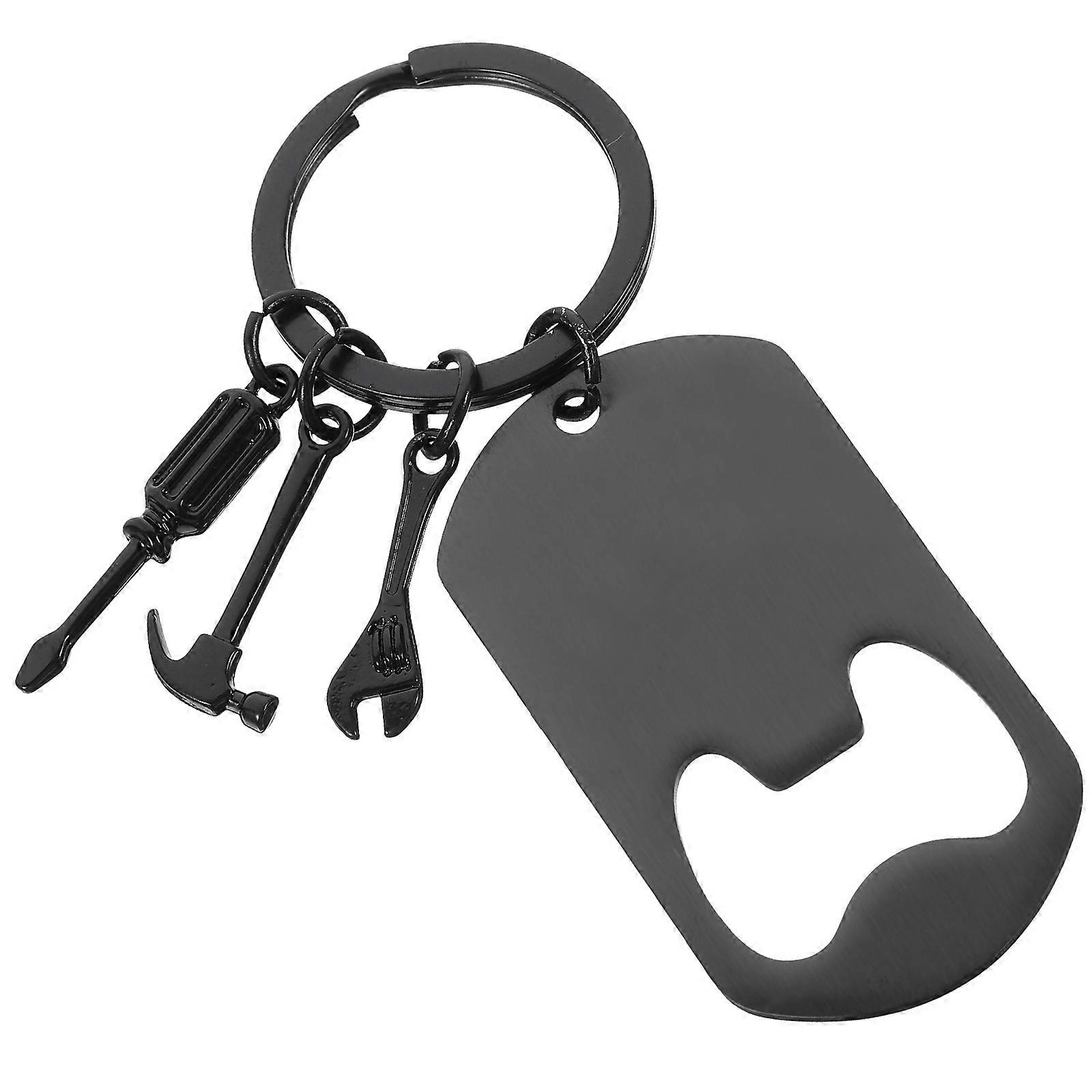 Black Metal Bottle Opener Keychain for 2Pcs Lightweight