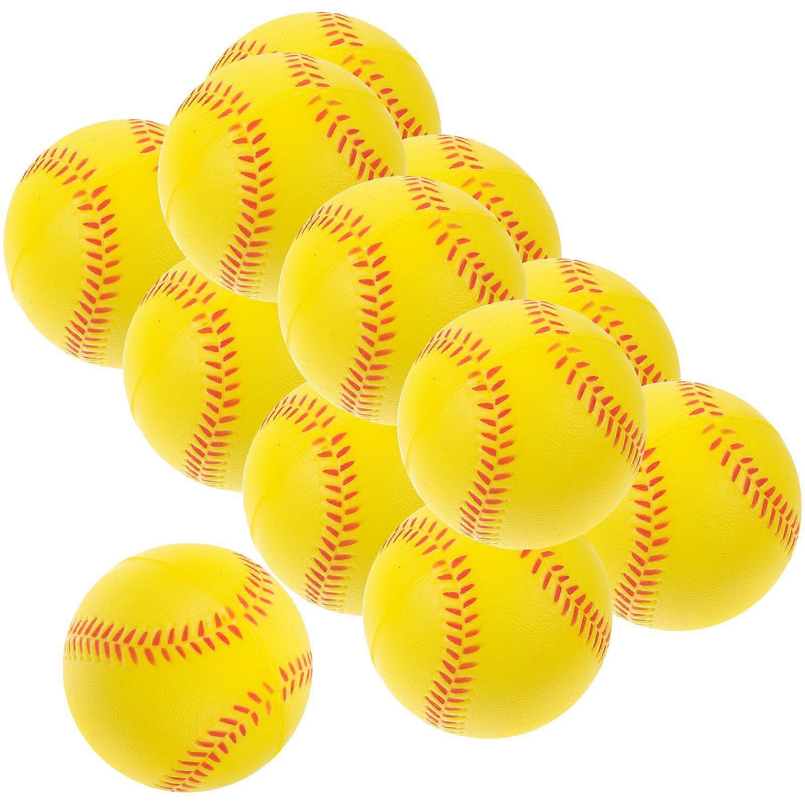 Soft Small Baseballs 12Pcs Pu Baseballs for Hand-Eye Coordination Enhancement Material Yellow for Sports Skills Improvement