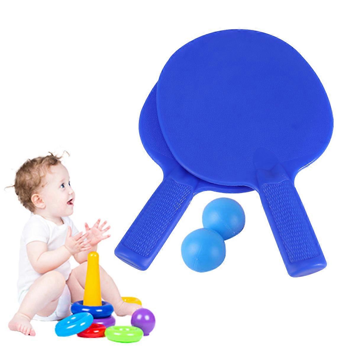 Kids Plastic Table Tennis Racket for Training Use 1Pair Blue Bats