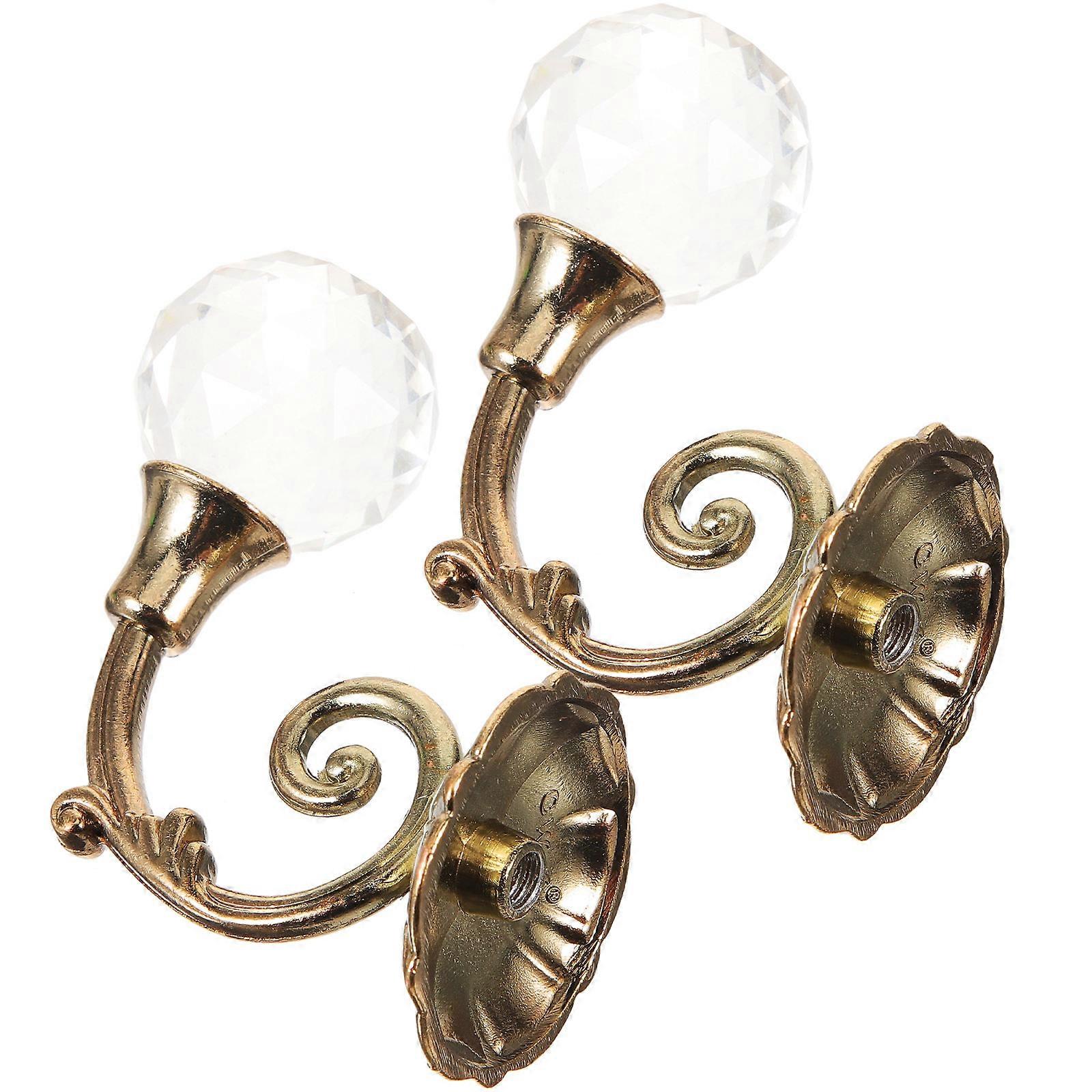 Vintage Drapery Hooks Crystal Ball Holdbacks for Hanging Curtain 3Pcs Pair