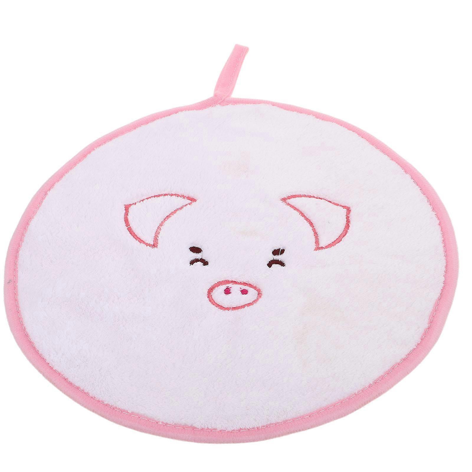 2Pcs Cute Pig Hand Towels for Hand Drying with Hanging Loop White