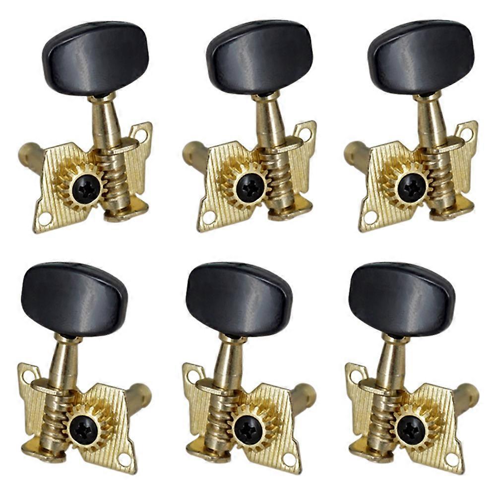 6Pc Right Left Guitar Tuning Pegs Open Machine Heads Square Button Gold Acoustic Folk Guitar Tuning