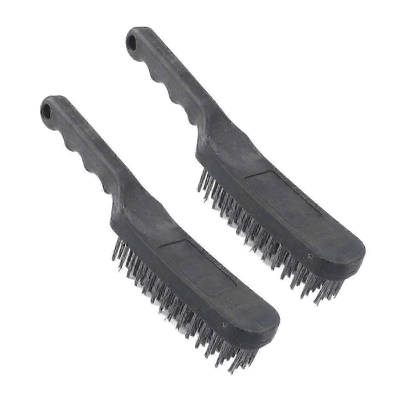 2-Pack Steel & Plastic Wire Brush, 10" Curved Handle Multi-Purpose Cleaning for Rust Removal