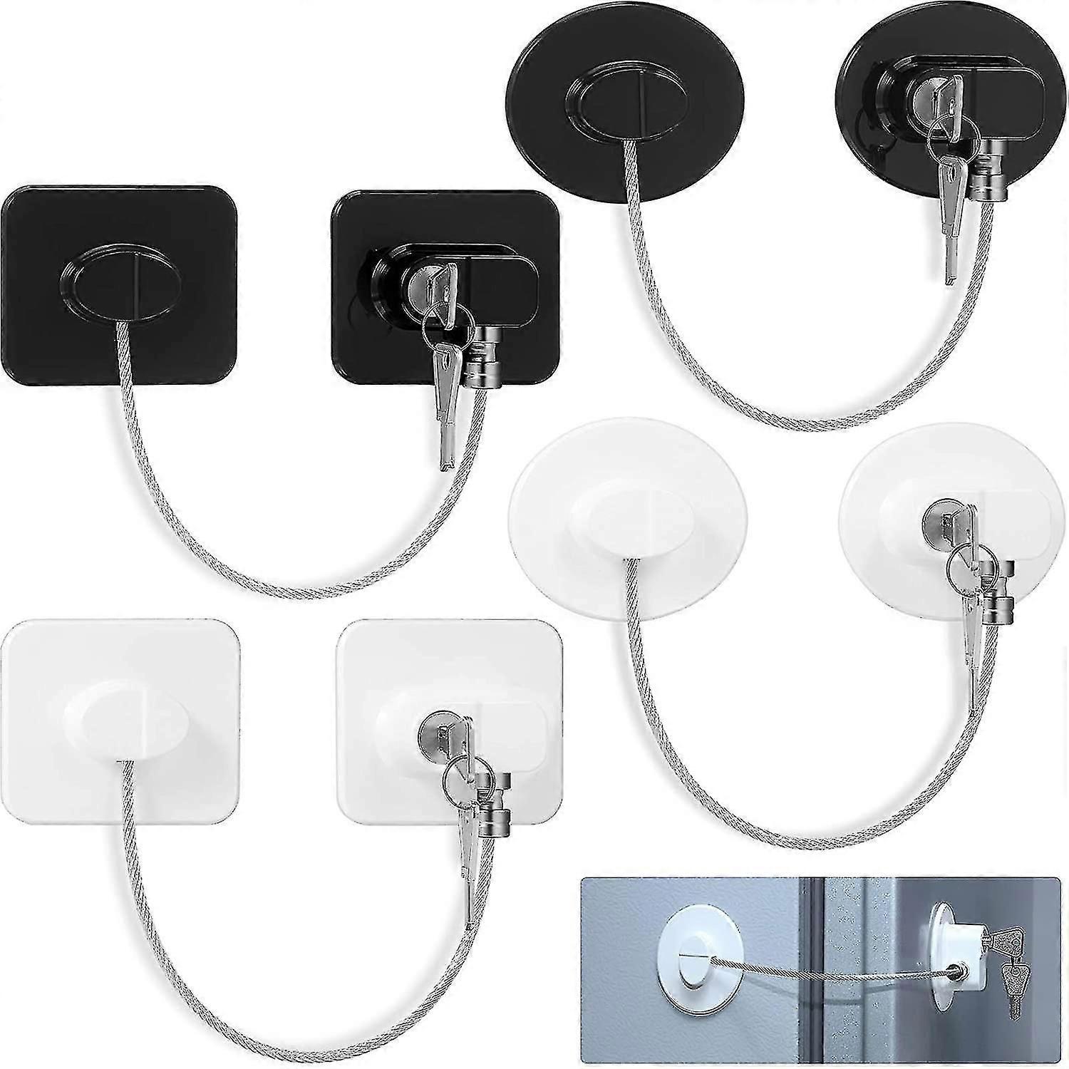 4 Pieces Fridge Lock Refrigerator Lock With 8 Key, Freezer Lock