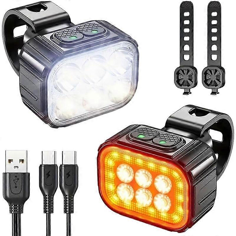 USB Rechargeable Bike Light Set with Detachable Bracket – Waterproof Front & Rear Lights for MTB & Road Cycling, Long Runtime