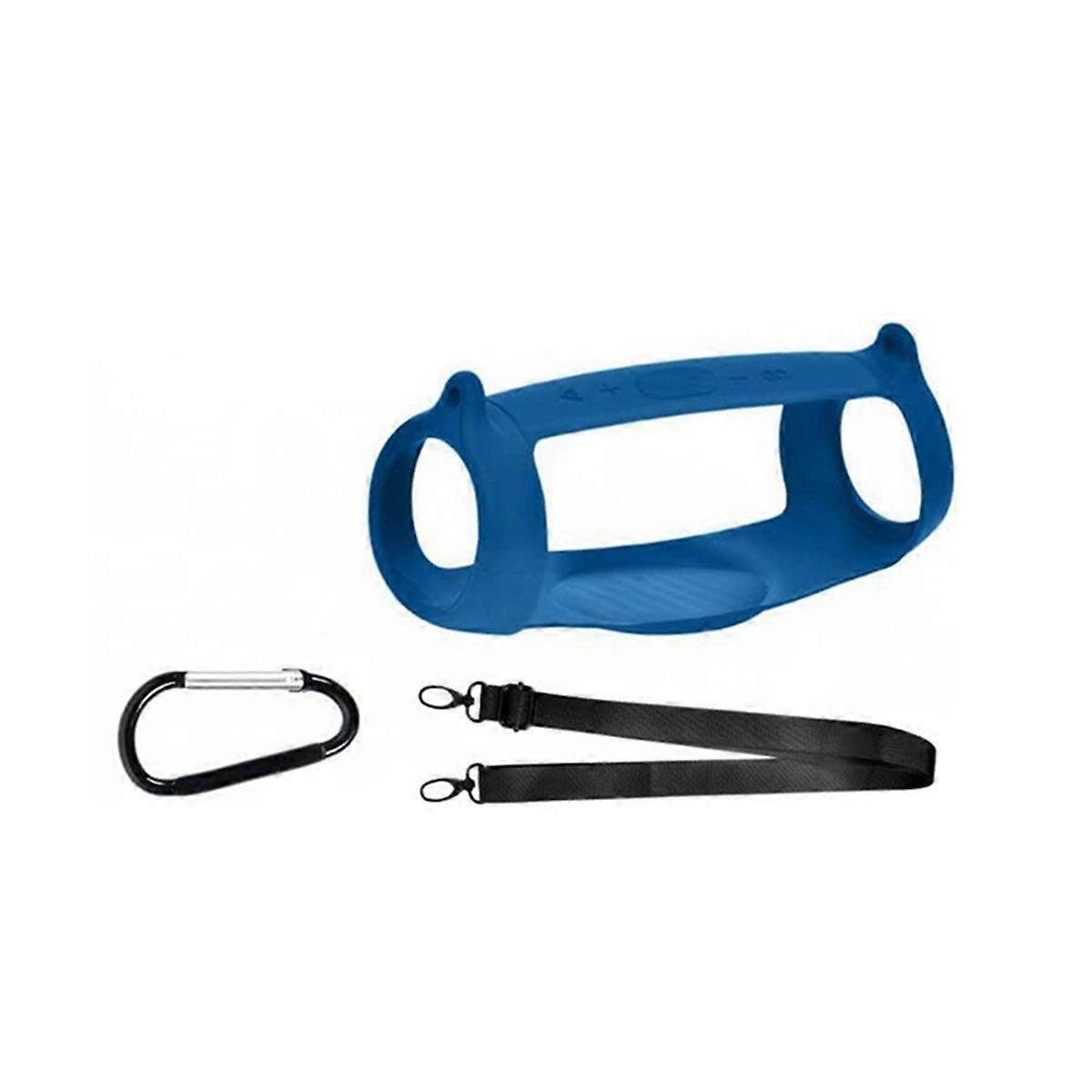 Case Cover for Charge 5 Bluetooth Speaker, Travel Carrying Protective with Shoulder Strap and Carabiner Blue