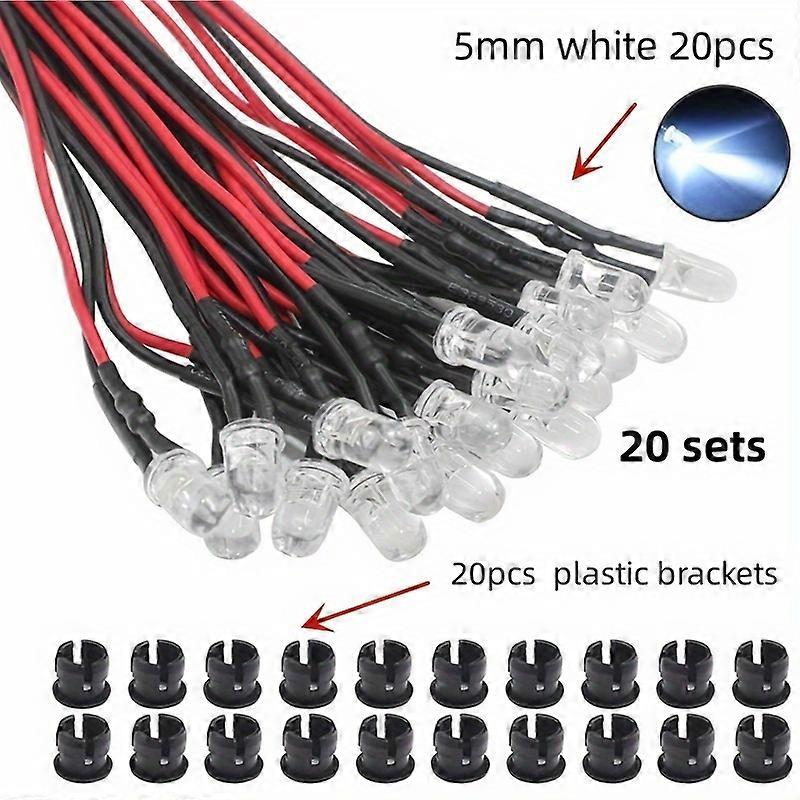20 יחידות/50 יחידות 5 מ"מ לד 9V-12V מיקרו-לד מחווט מראש לד לשילוב דגם עשה זאת בעצמך לבן, אדום, כחול, ירוק, צהוב ערכה