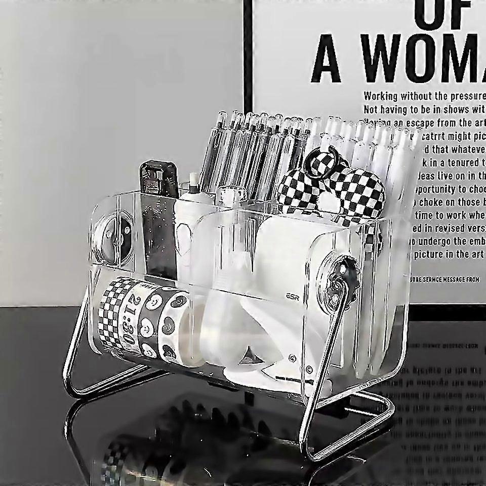 For 6grid 360degree Rotating Acrylic Remote Control Stationery Storage Box