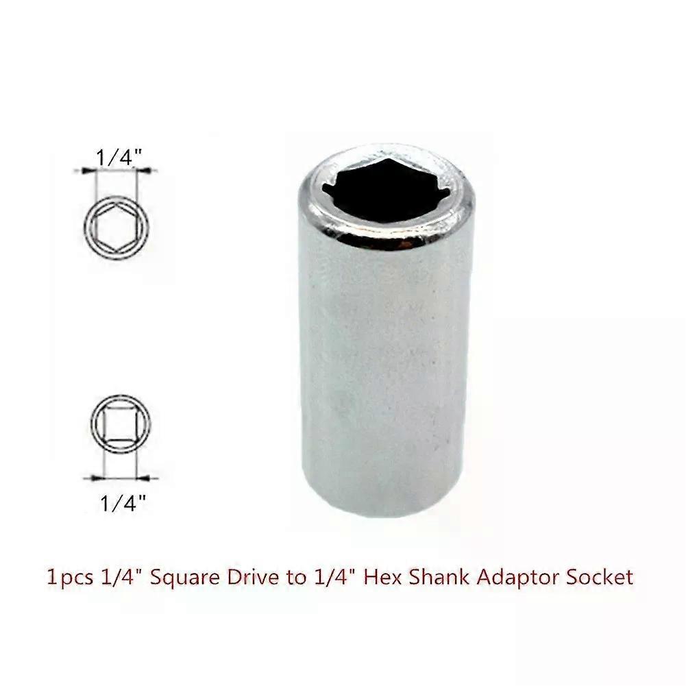 Quick Change 1/4 Square Drive To 1/4 Hex Shank Socket+1/4 Drill Socket Adapter Chrome Vanadium Steel Power Tool Accessories