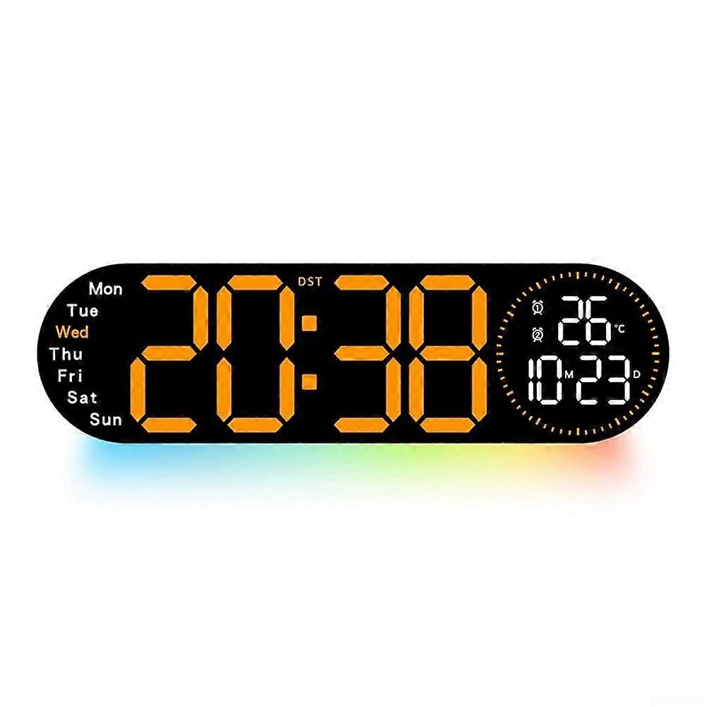Aesthetic LED Digital Wall Clock With Multifunctional Display Remote Control Orange For Modern Spaces