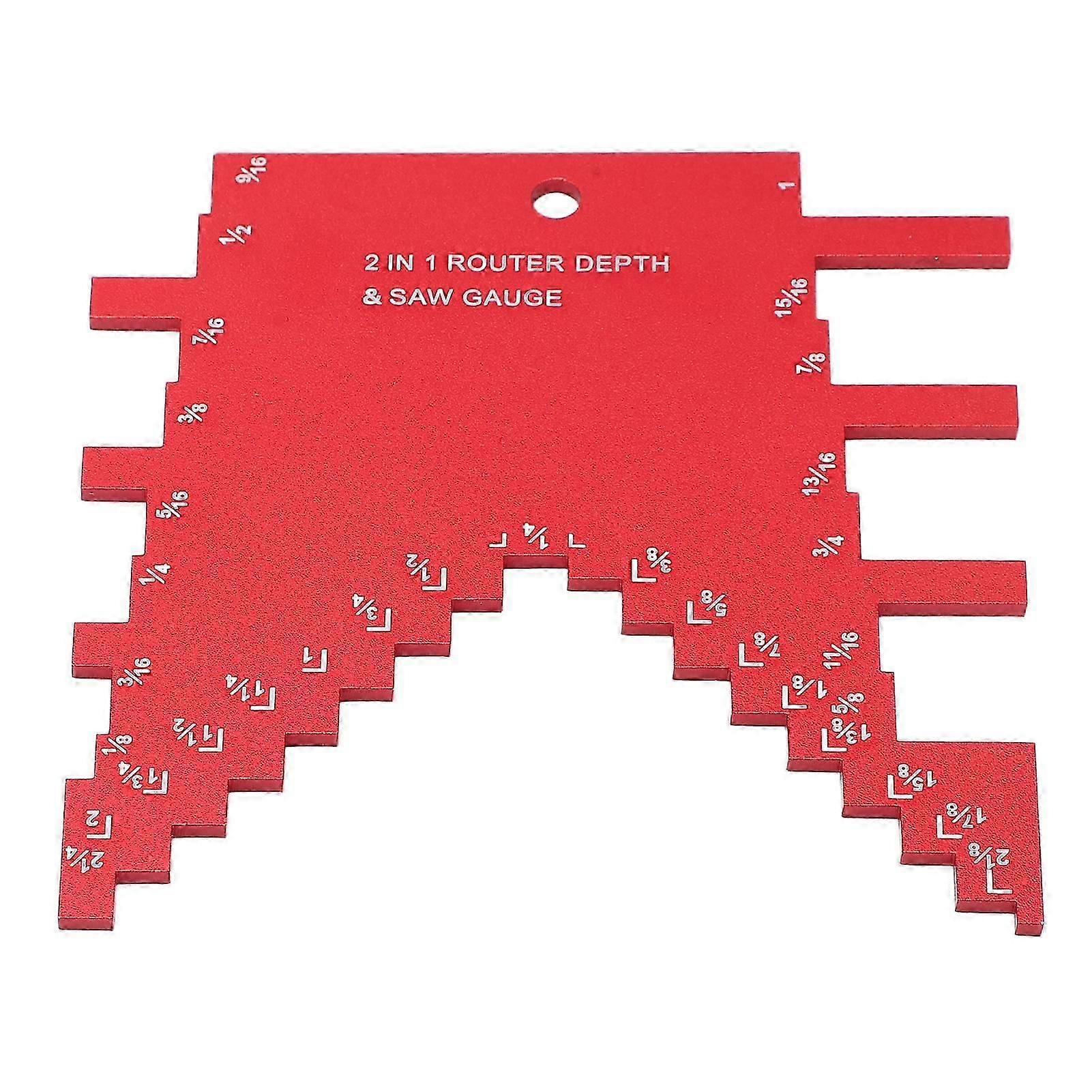 Step Depth Gauge 2 in 1 Aluminum Alloy Accurate Laser Markings Gauge for Router Table Saw Red