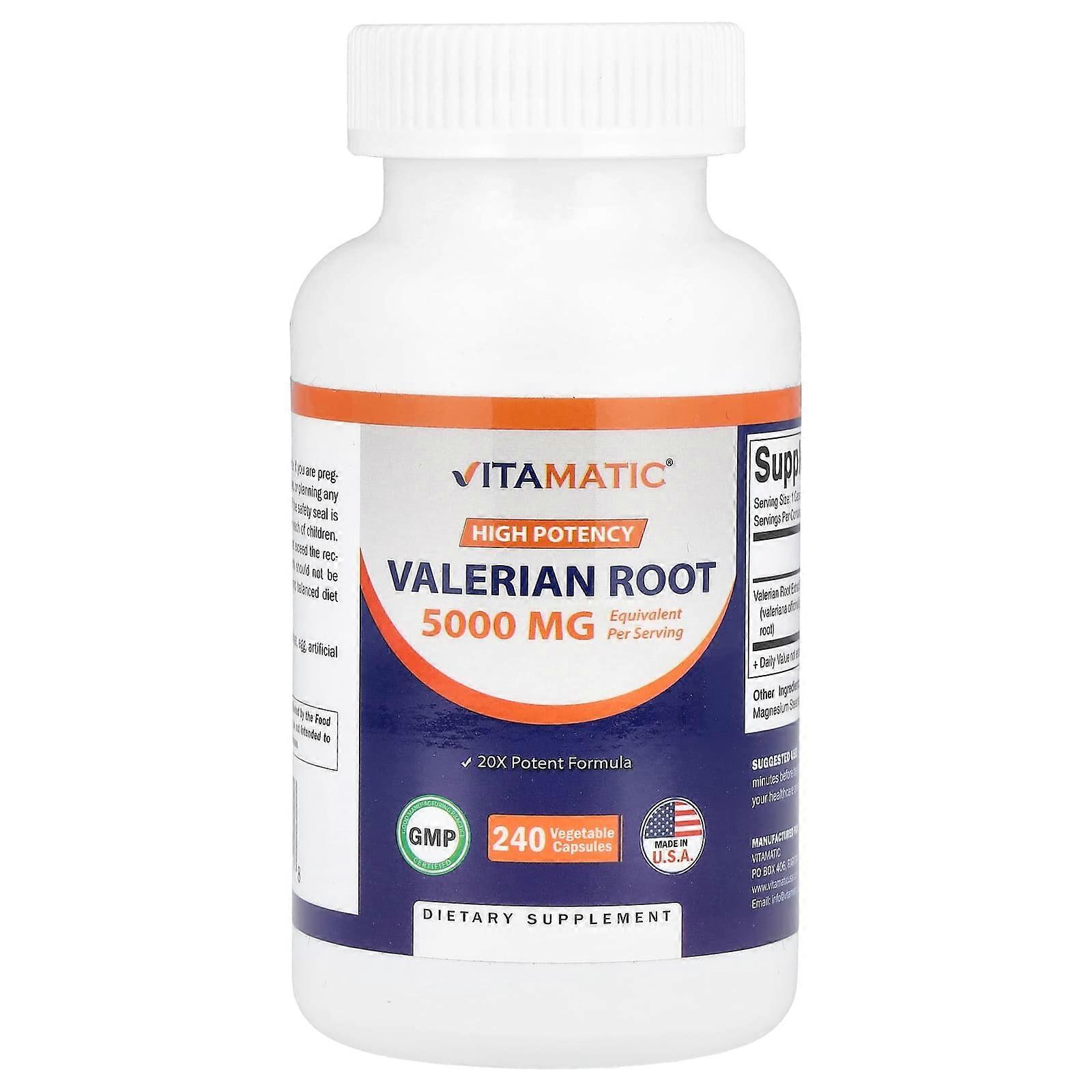 Vitamatic, Valerian Root, High Potency, 5,000 mg, 240 Vegetable Capsules