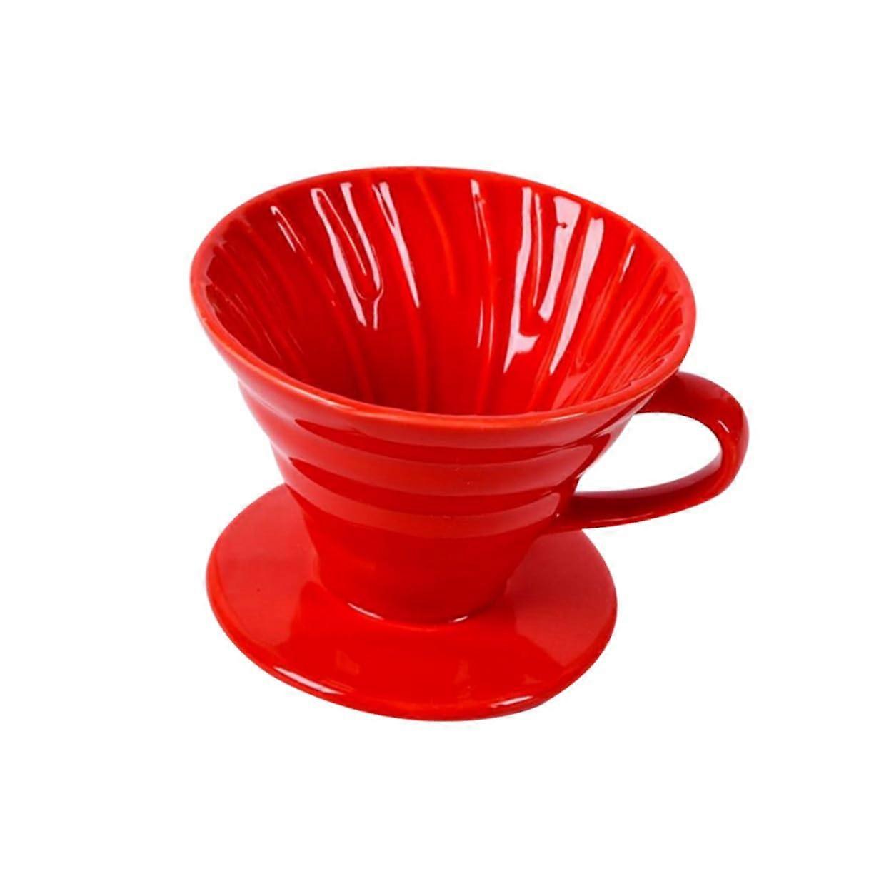 Handmade Ceramic Coffee Kettle Red Pour Over With Filter For Home And Office Brewing